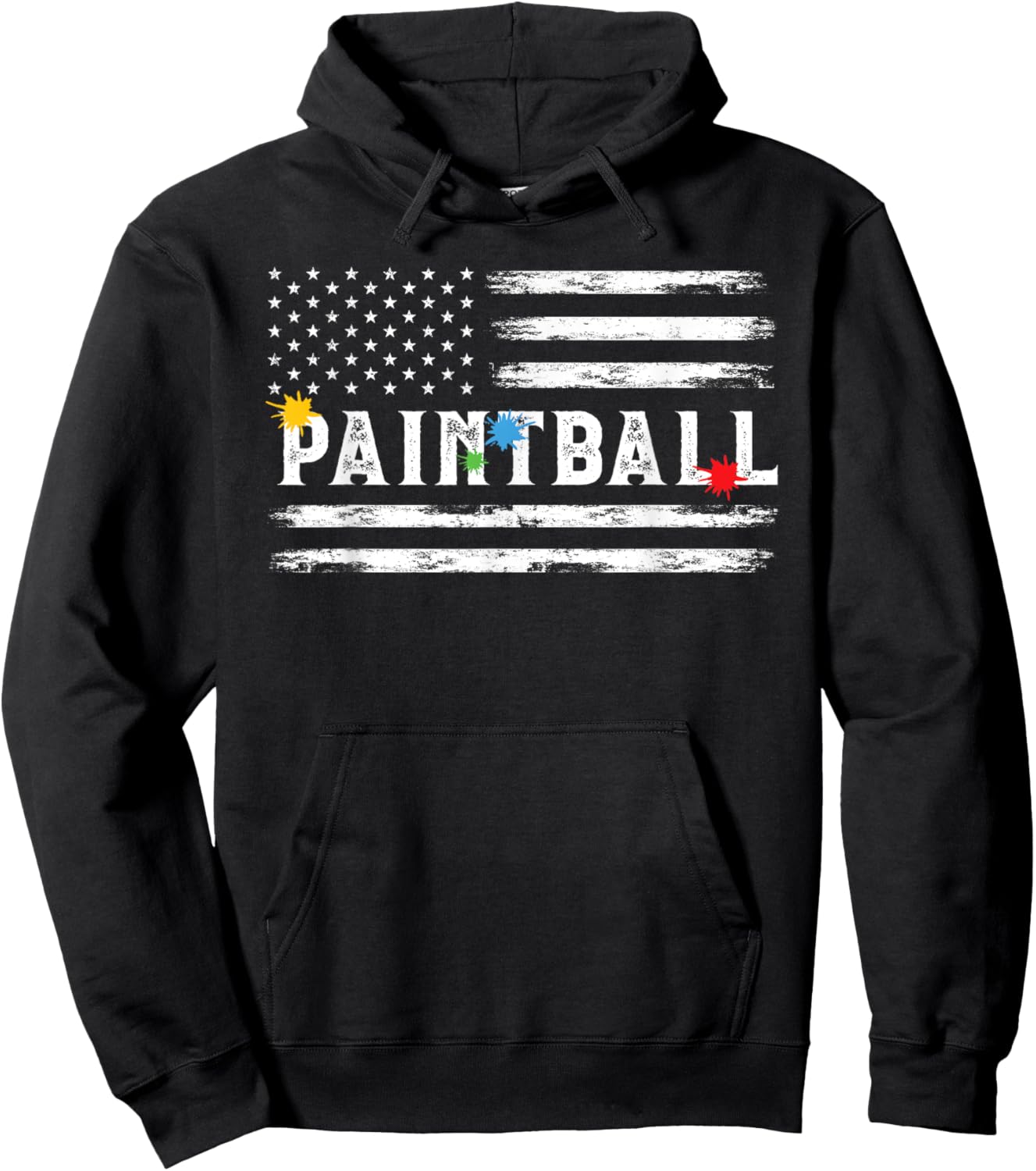 Vintage American USA Flag Paintball Player Paintballing Men Hoodie - Hoodie | Black