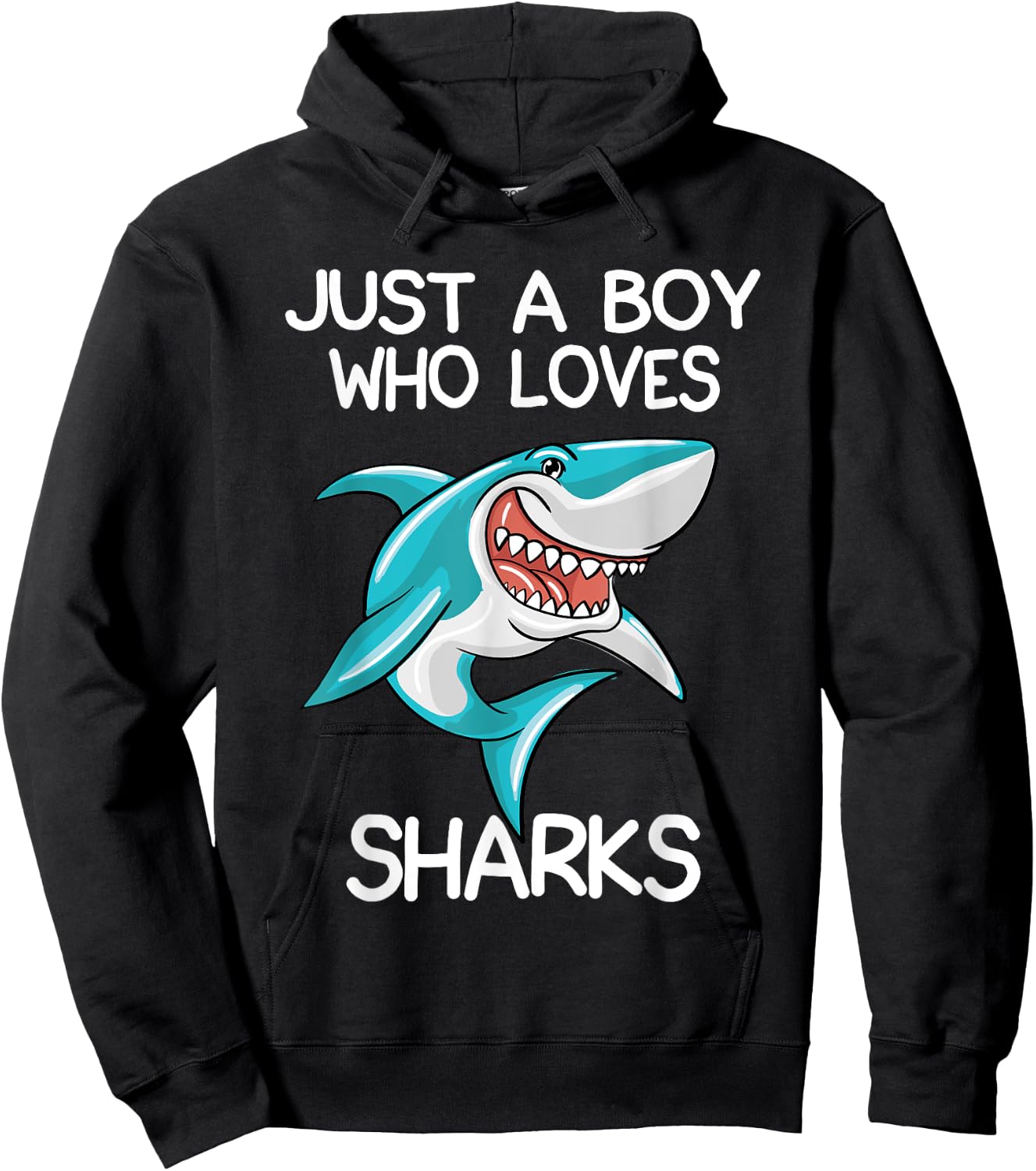 Just A Boy Who Loves Sharks Gift Shark Lover Gifts Hoodie - Hoodie | Black