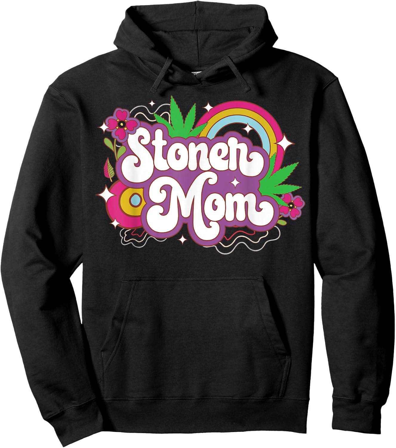 Stoner Mom 420 Weed Cannabis Marijuana THC Mama Gift Hoodie - Hoodie | Black
