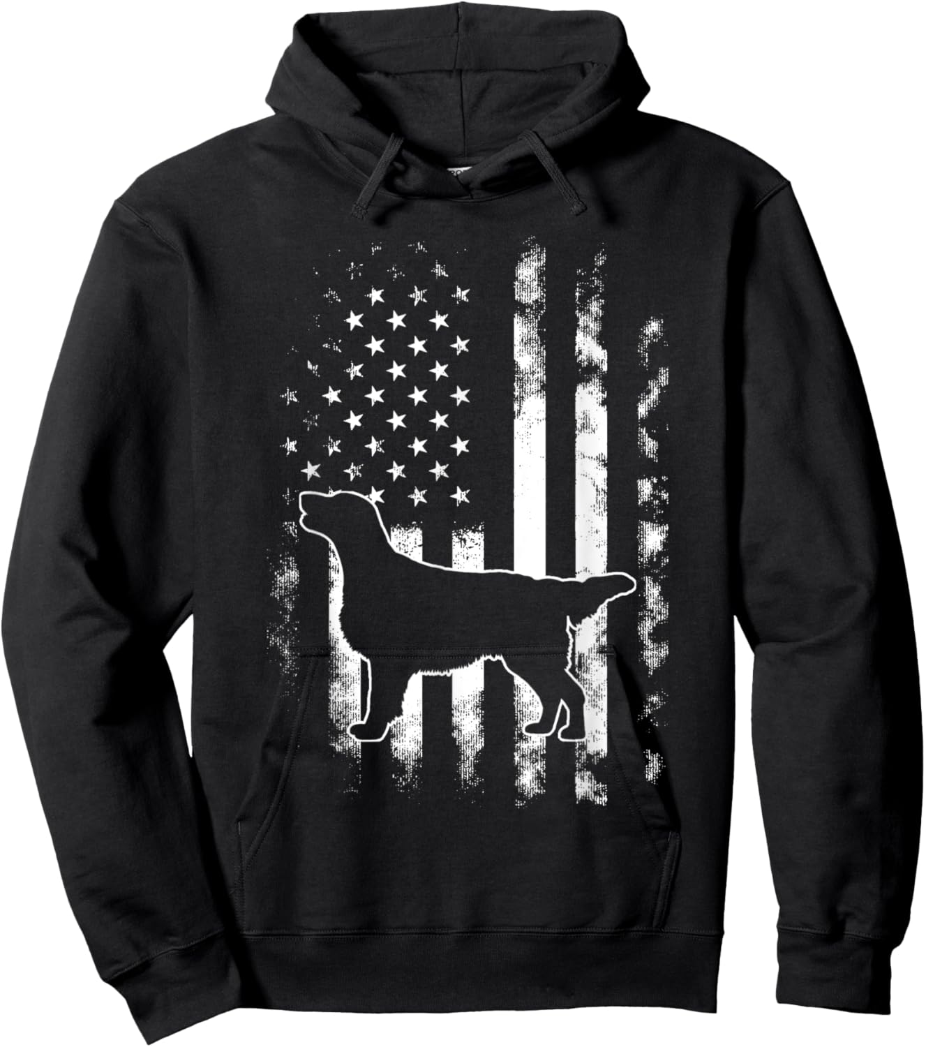 American US Flag Flat Coat Retriever Hoodie - Hoodie | Black