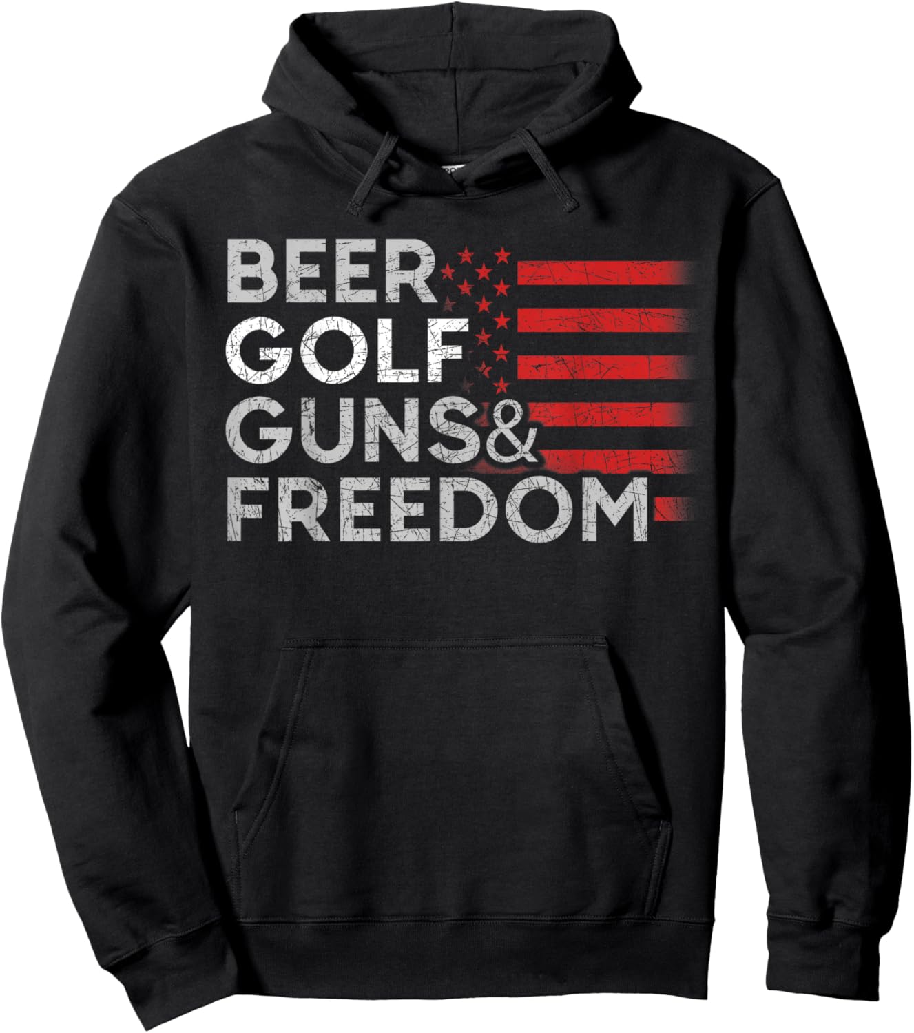 Drunk Golfer Beer Golf Guns Freedom USA Flag Golf Women Men Hoodie - Hoodie | Black