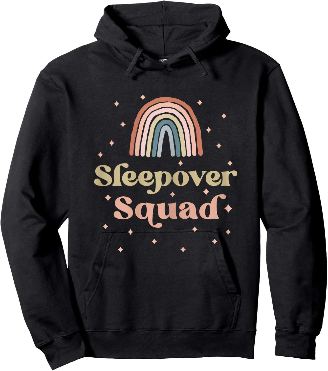 Birthday Boho Rainbow Sleepover Squad Pajamas for Girls Hoodie - Hoodie | Black