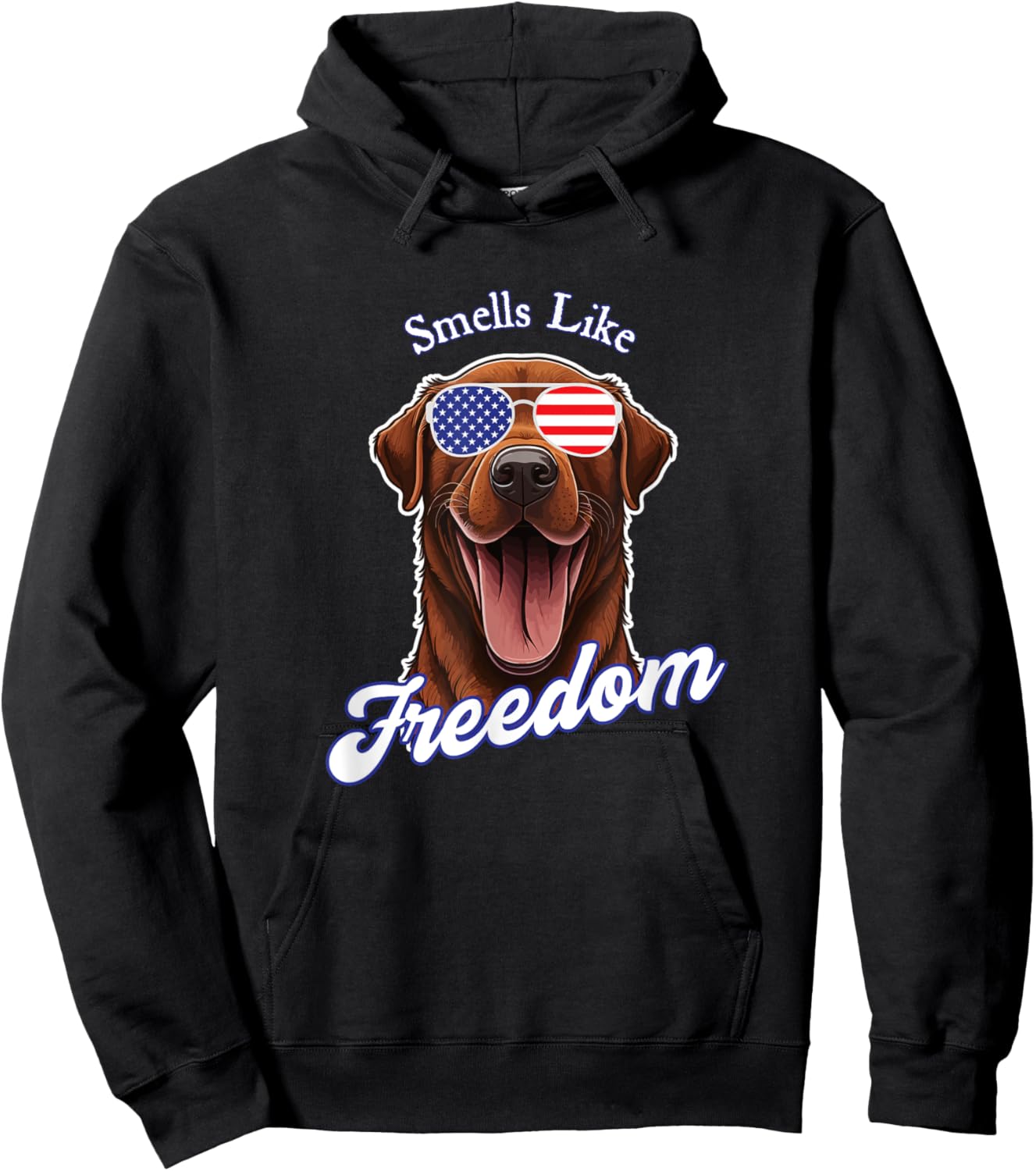 Chocolate Lab American Flag Patriotic 4th of July Vintage Women Men Hoodie - Hoodie | Black