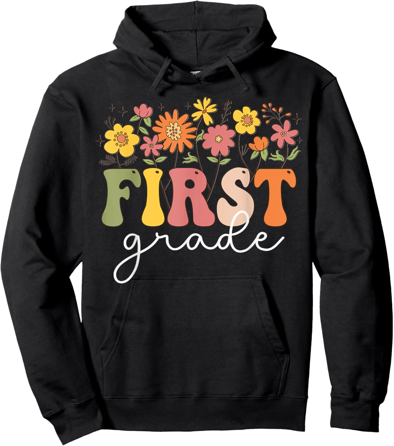 First Grade Teacher 1st Grade Wildflower Back To School Hoodie - Hoodie | Black