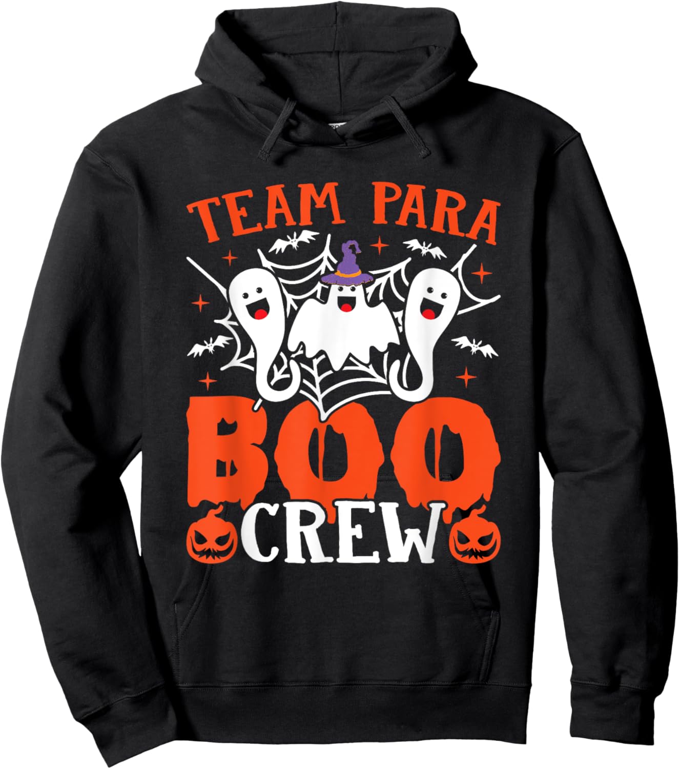 Team Para Boo Crew Halloween Ghost Paraprofessional Teacher Hoodie - Hoodie | Black