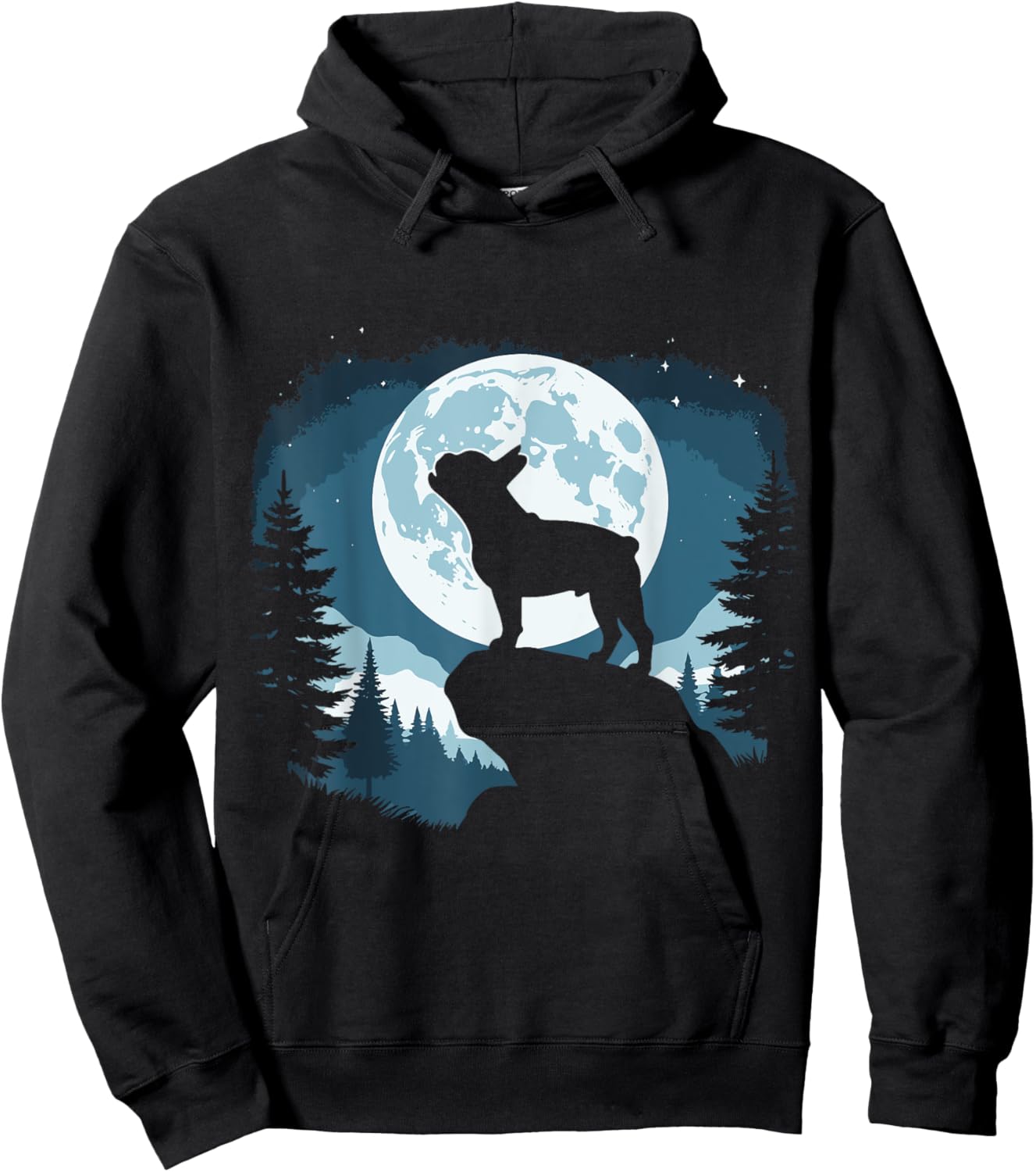 Funny Dog Howling At The Moon French Bulldog Hoodie - Hoodie | Black