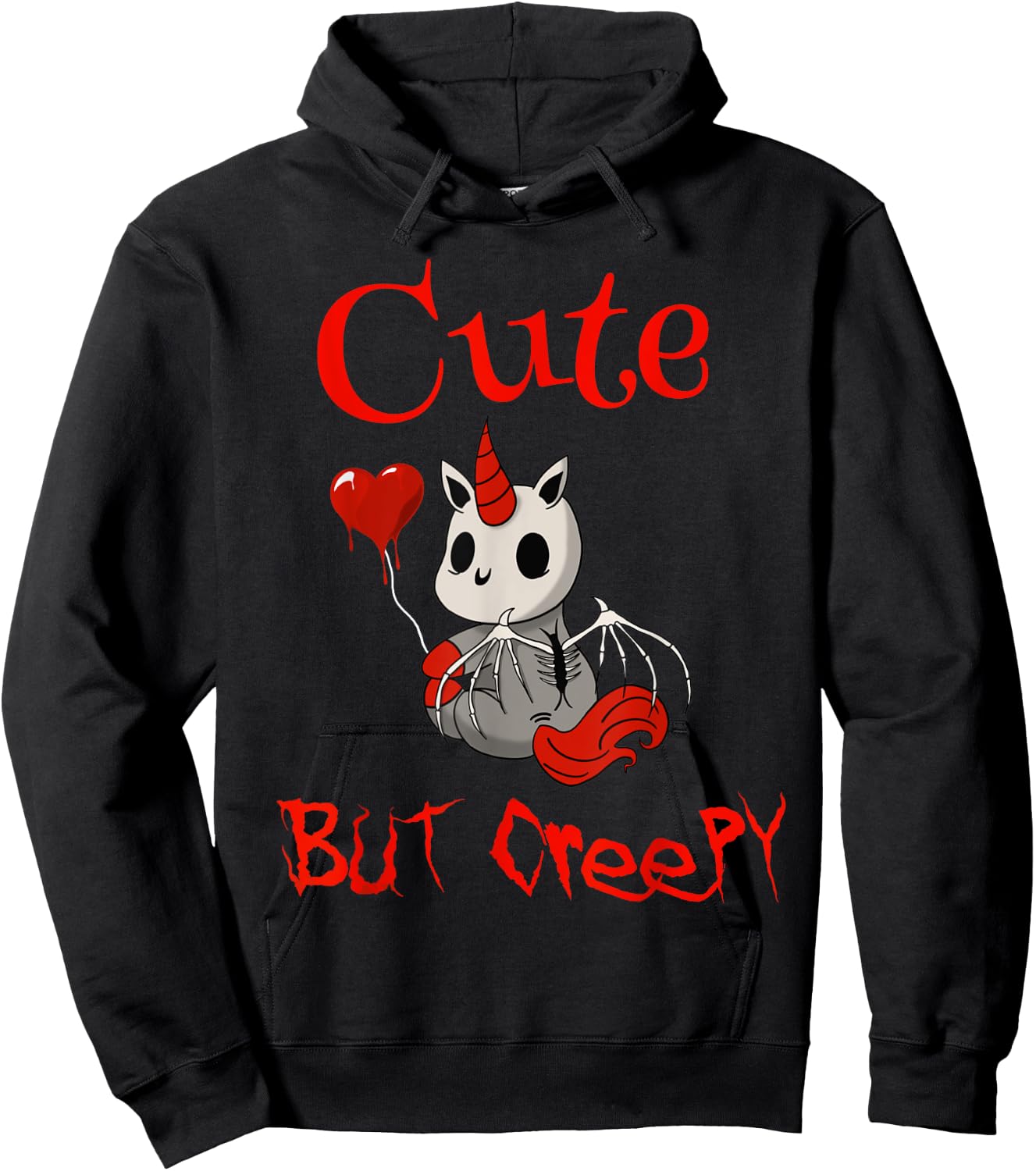 Cute but creepy dead demonic scary unicorn Hoodie - Hoodie | Black