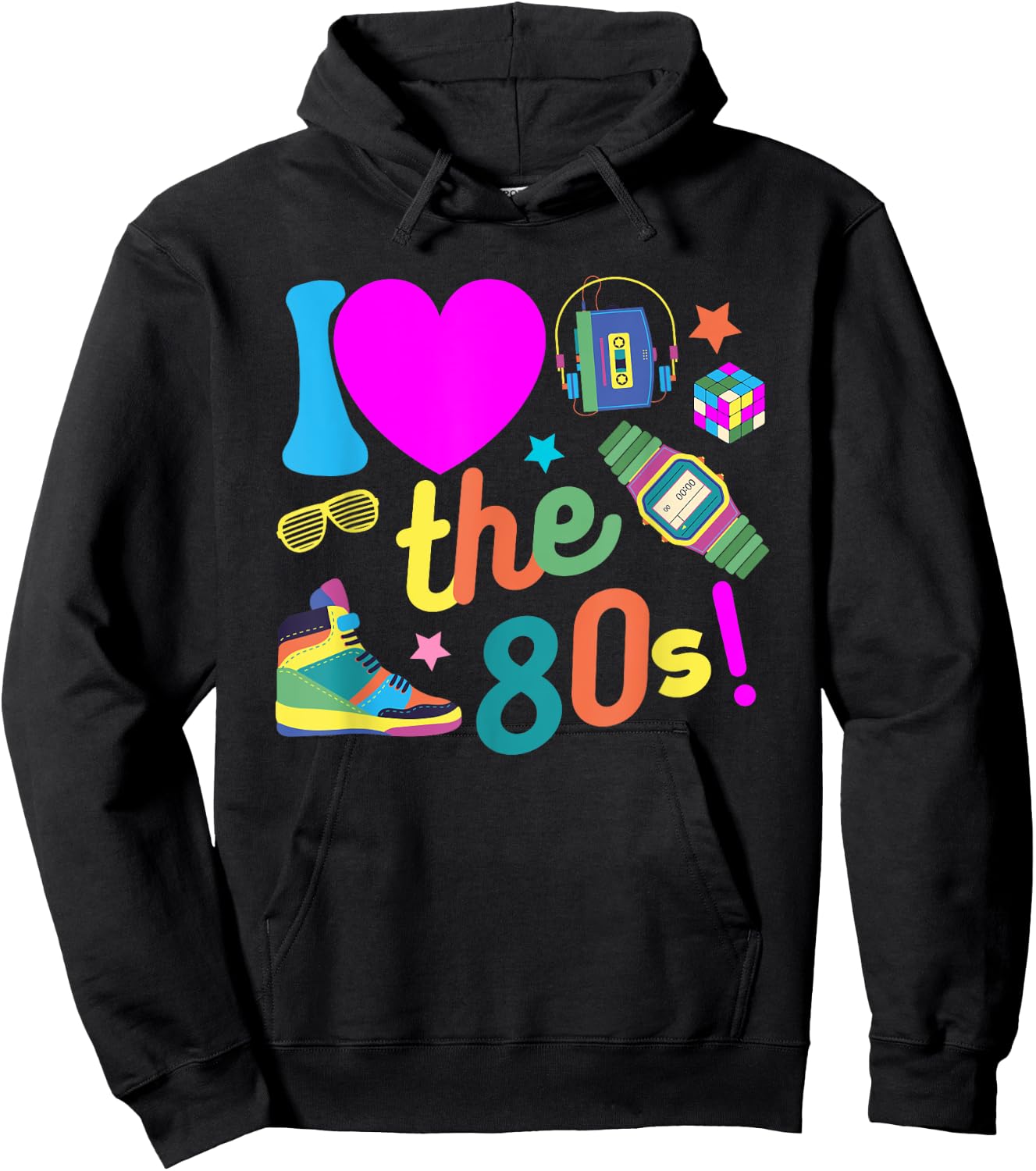 I love The 80s Funny Retro Party 80's Costume Women Hoodie - Hoodie | Black