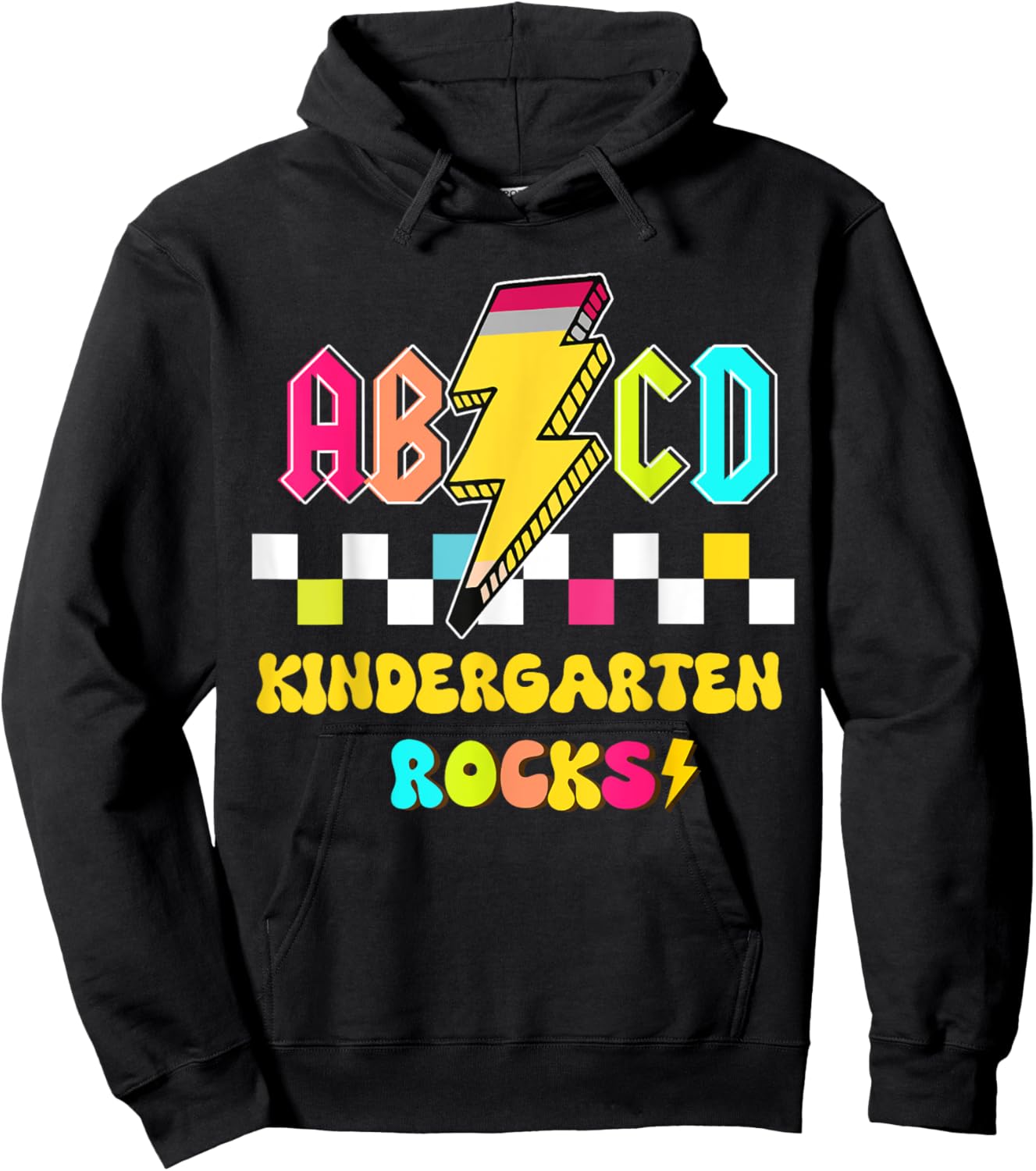 Kindergarten ABCD Rocks Teacher Student Back to School Men Women Kids Hoodie - Hoodie | Black