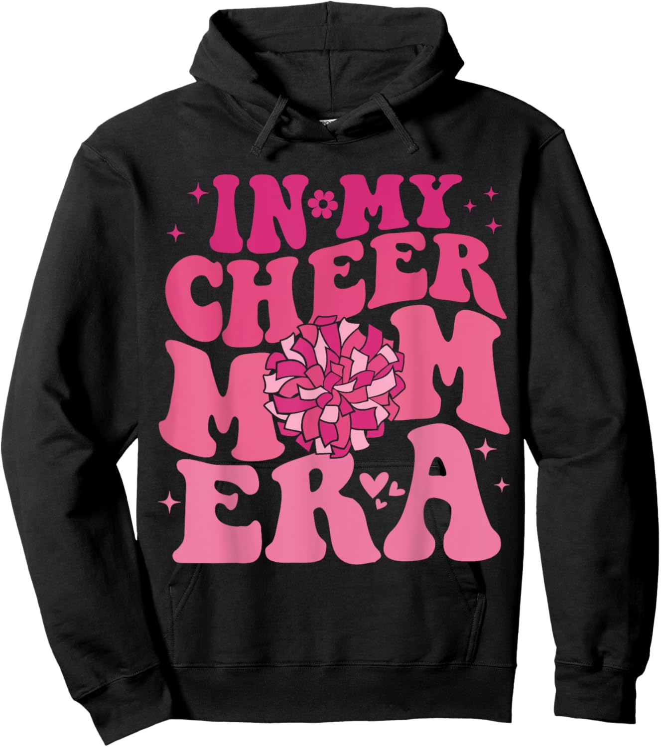 In My Cheer Mom Era Groovy Cheerleading Football Mom Women Hoodie - Hoodie | Black