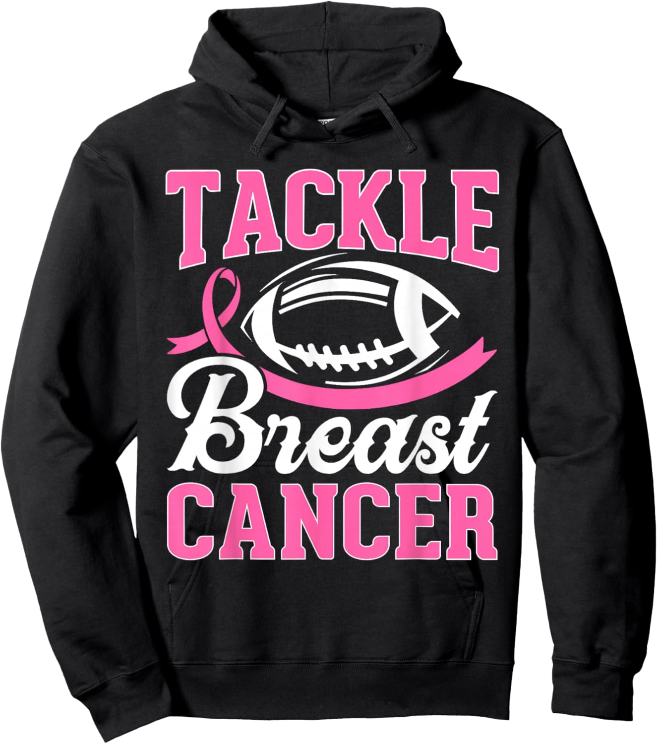 Tackle Breast Cancer Awareness Football Pink Ribbon Boys Kid Hoodie - Hoodie | Black