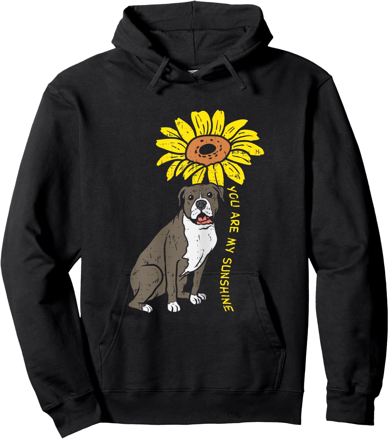 Pitbull Sunflower Sunshine Pitties Pet Dog Lover Owner Gift Hoodie - Hoodie | Black