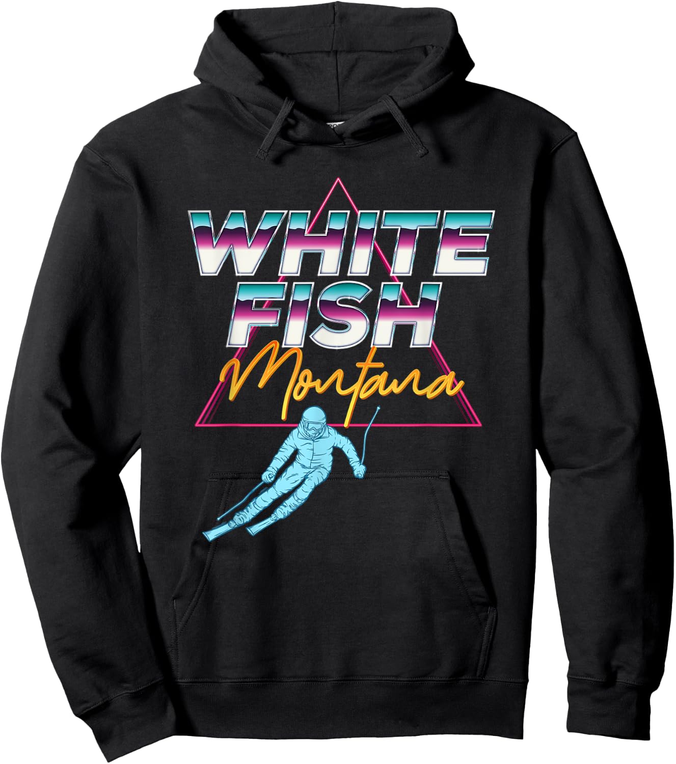 Whitefish Montana - USA Ski Resort 1980s Retro Hoodie - Hoodie | Black