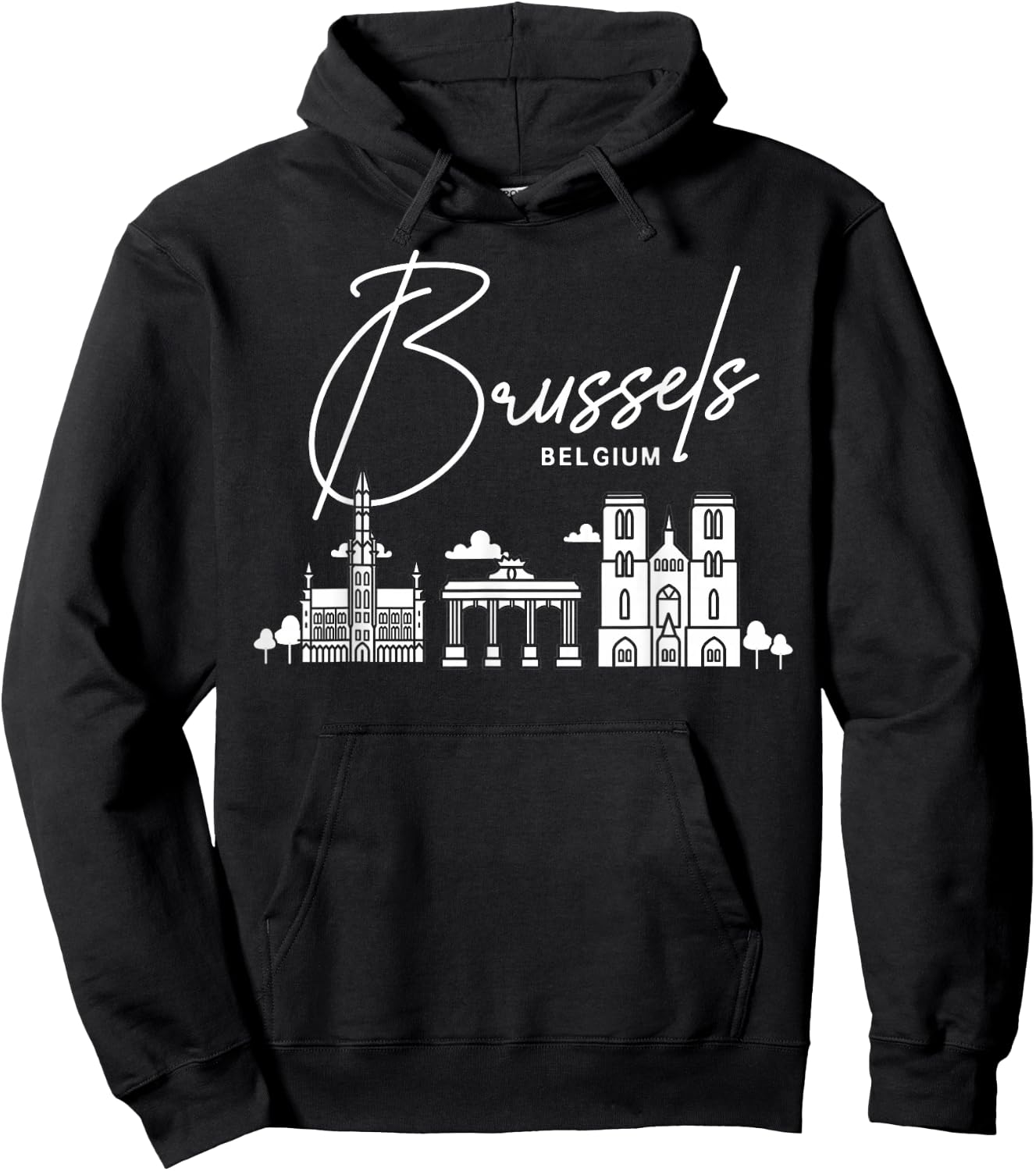 Brussels Belgium City Skyline Map Travel Hoodie - Hoodie | Black