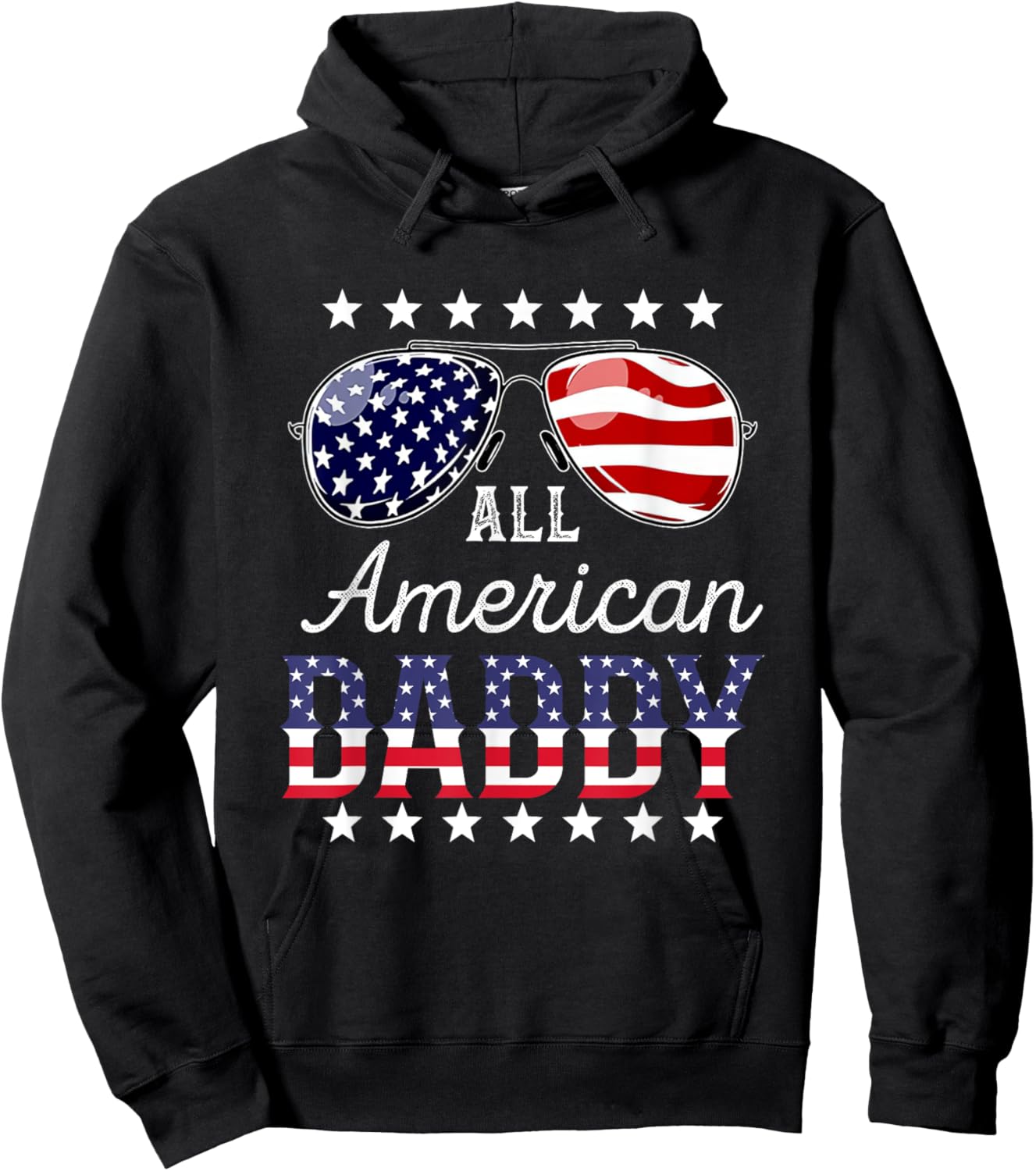 All American Daddy 4th of July Sunglasses Family Men Hoodie - Hoodie | Black