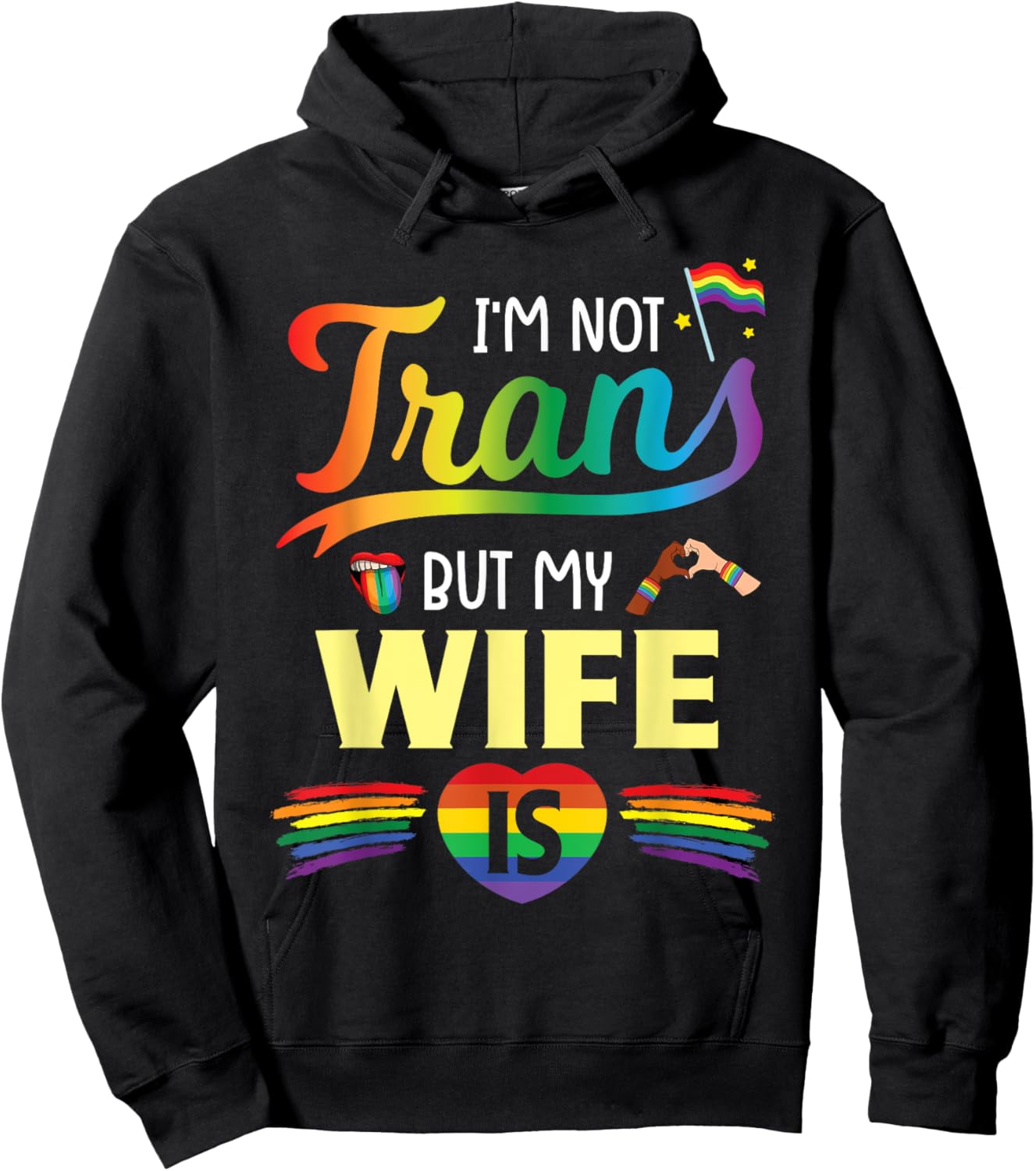 Husband I'm Not Transgender But My Wife Is Help Love Proud Hoodie - Hoodie | Black