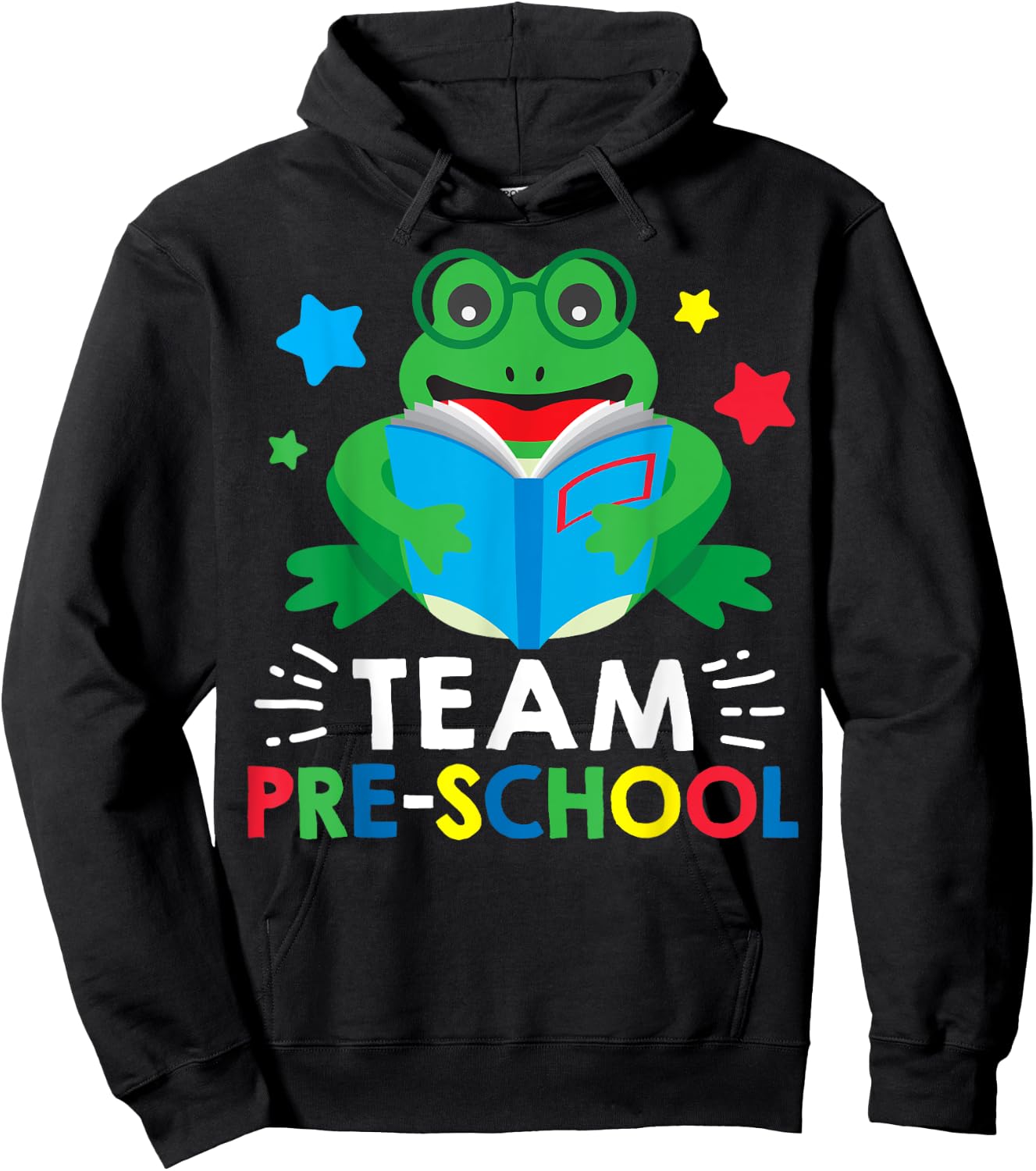 Team Pre-School Reading Frog Back To School Book Lover Gift Hoodie - Hoodie | Black