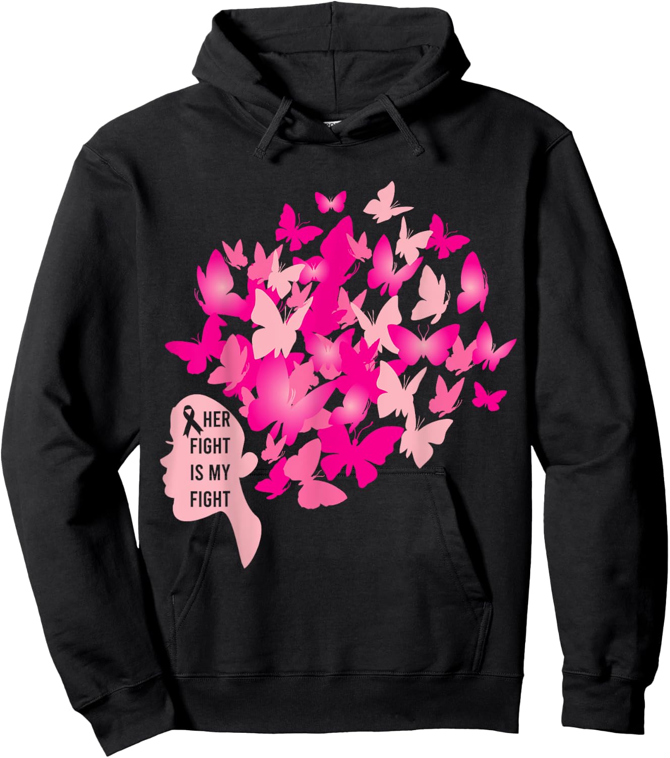 Her Fight is My Fight Cool Breast Cancer Awareness Gifts Hoodie - Hoodie | Black