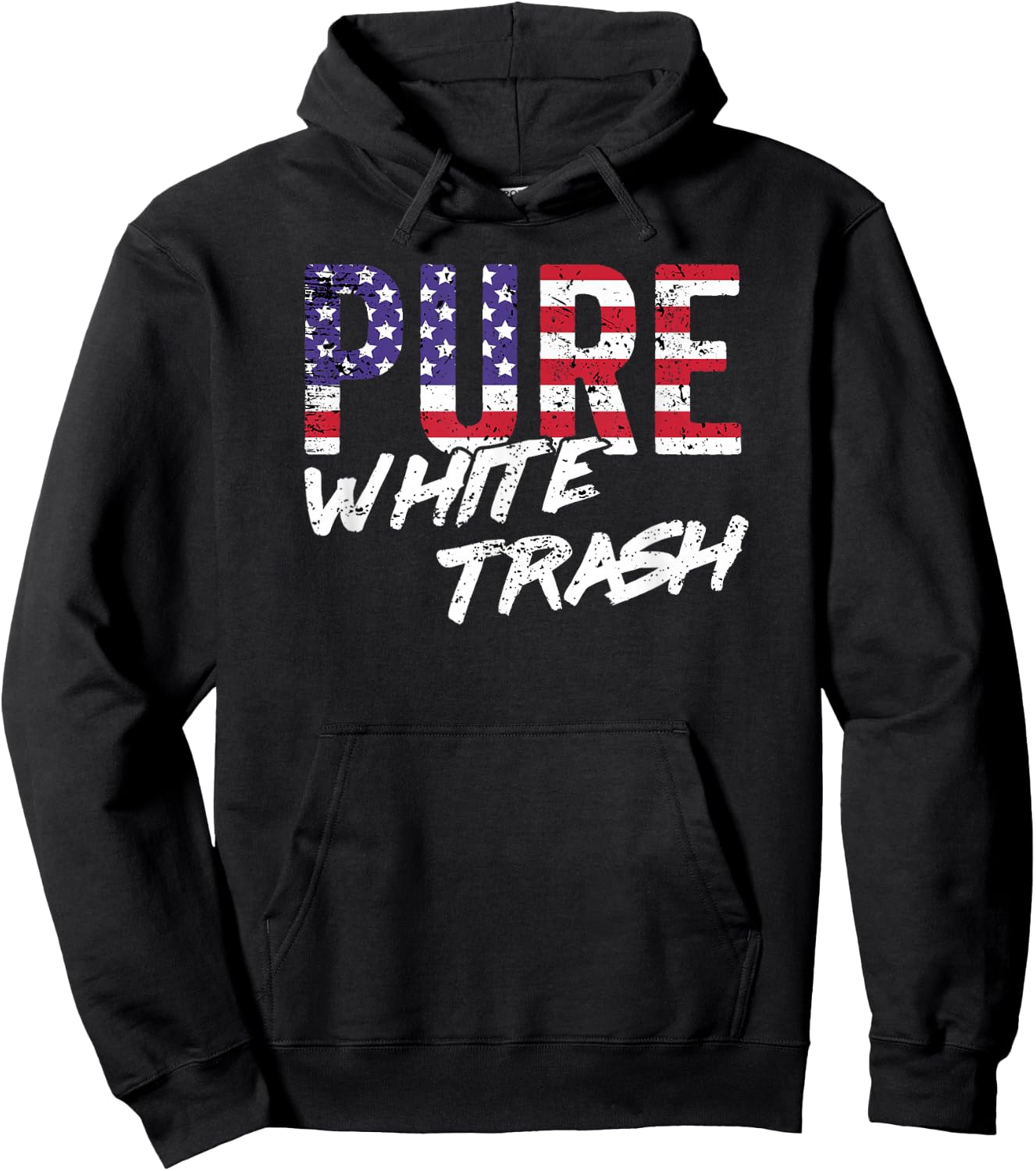 Funny Redneck Shirt, American Flag USA Pure White Trash Hoodie - Hoodie | Black
