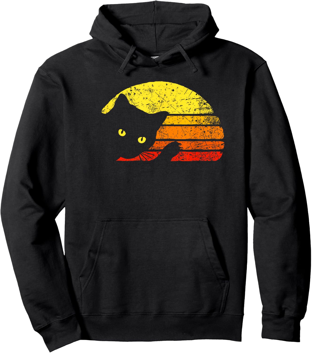 Vintage Cat Lover Sunset Retro Style Cats Hoodie - Hoodie | Black