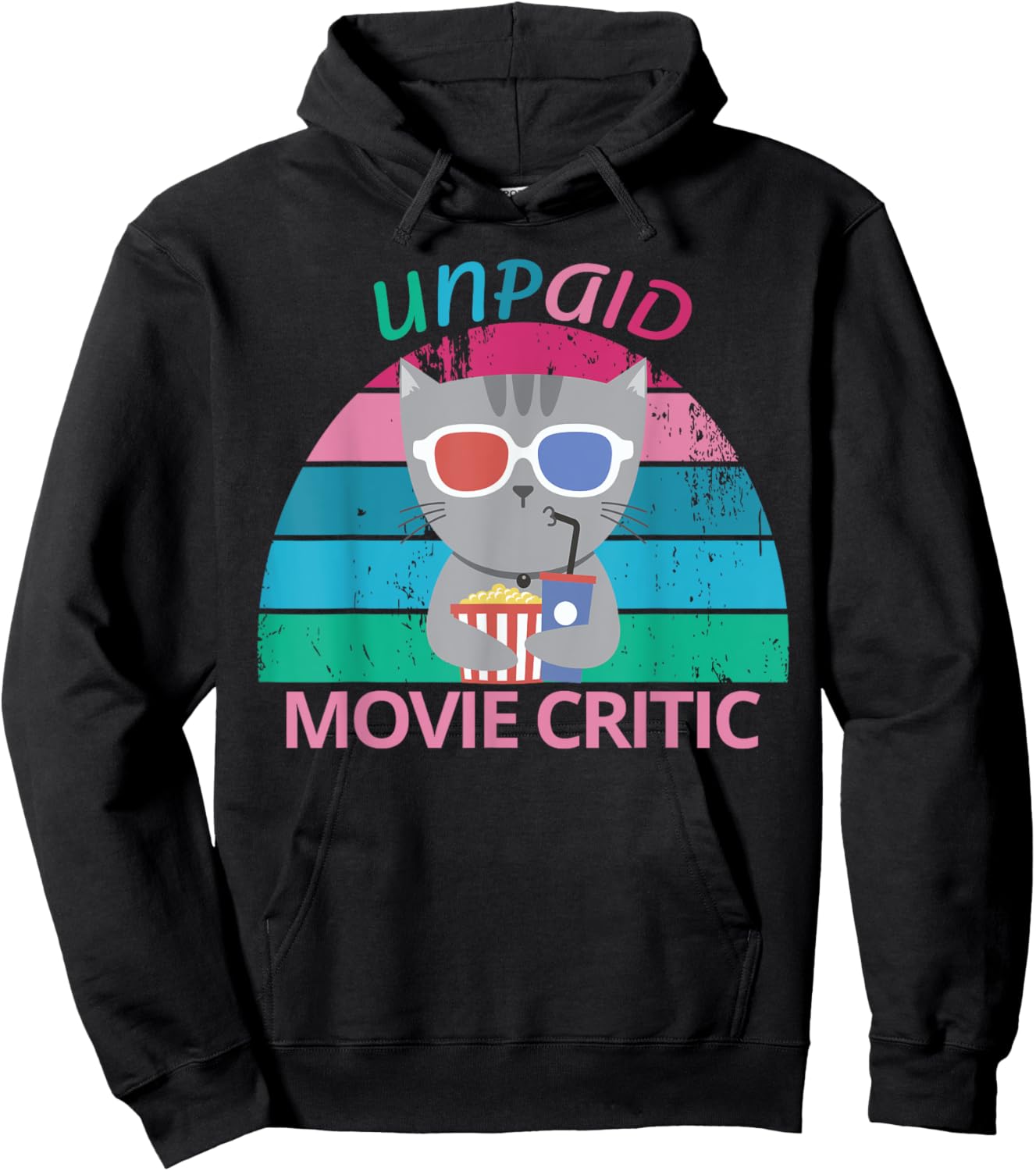 Unpaid Movie Critic moviegoer Film Cinema retro cat Women Hoodie - Hoodie | Black