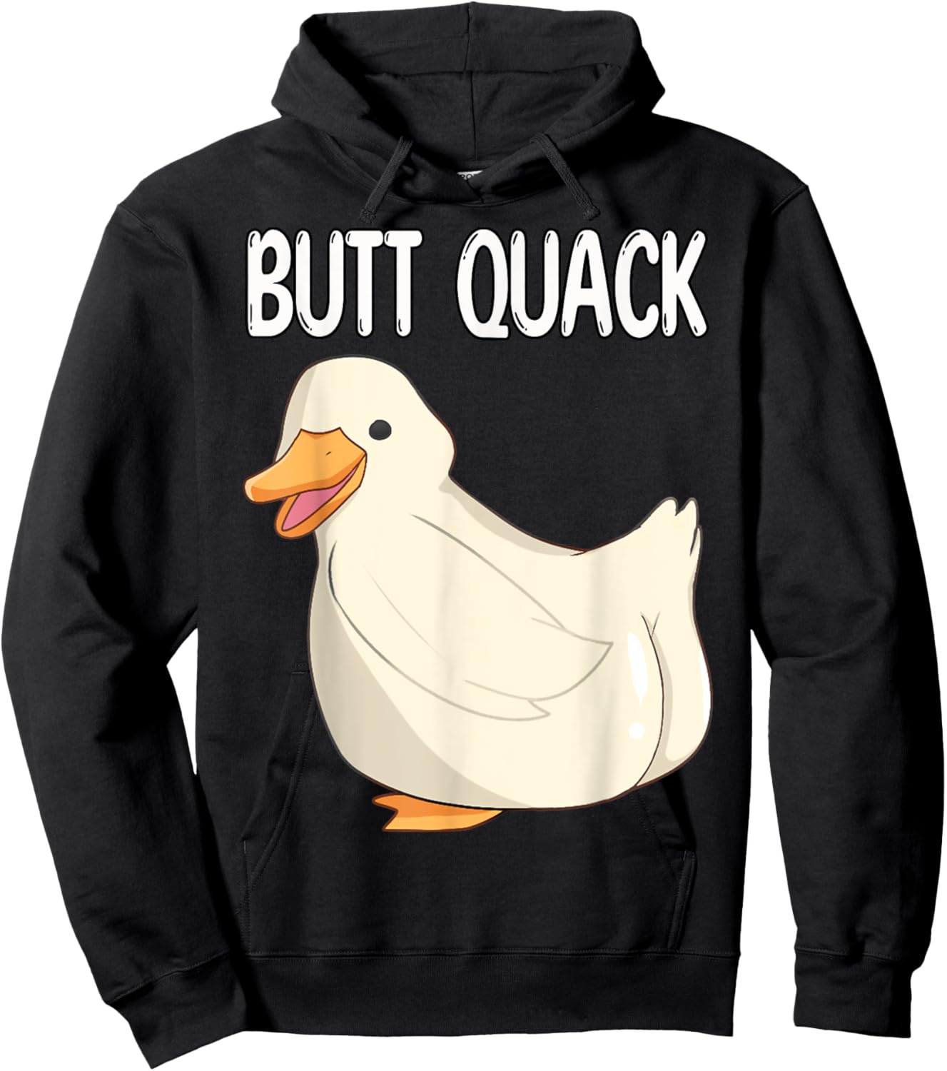 Funny Duck Pun - Butt Quack Butt Crack Hoodie - Hoodie | Black