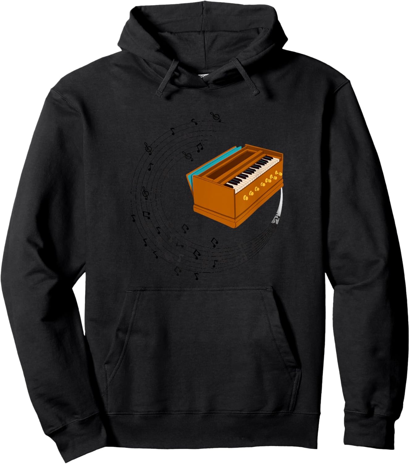 Indian Harmonium Musical Instrument Hoodie - Hoodie | Black