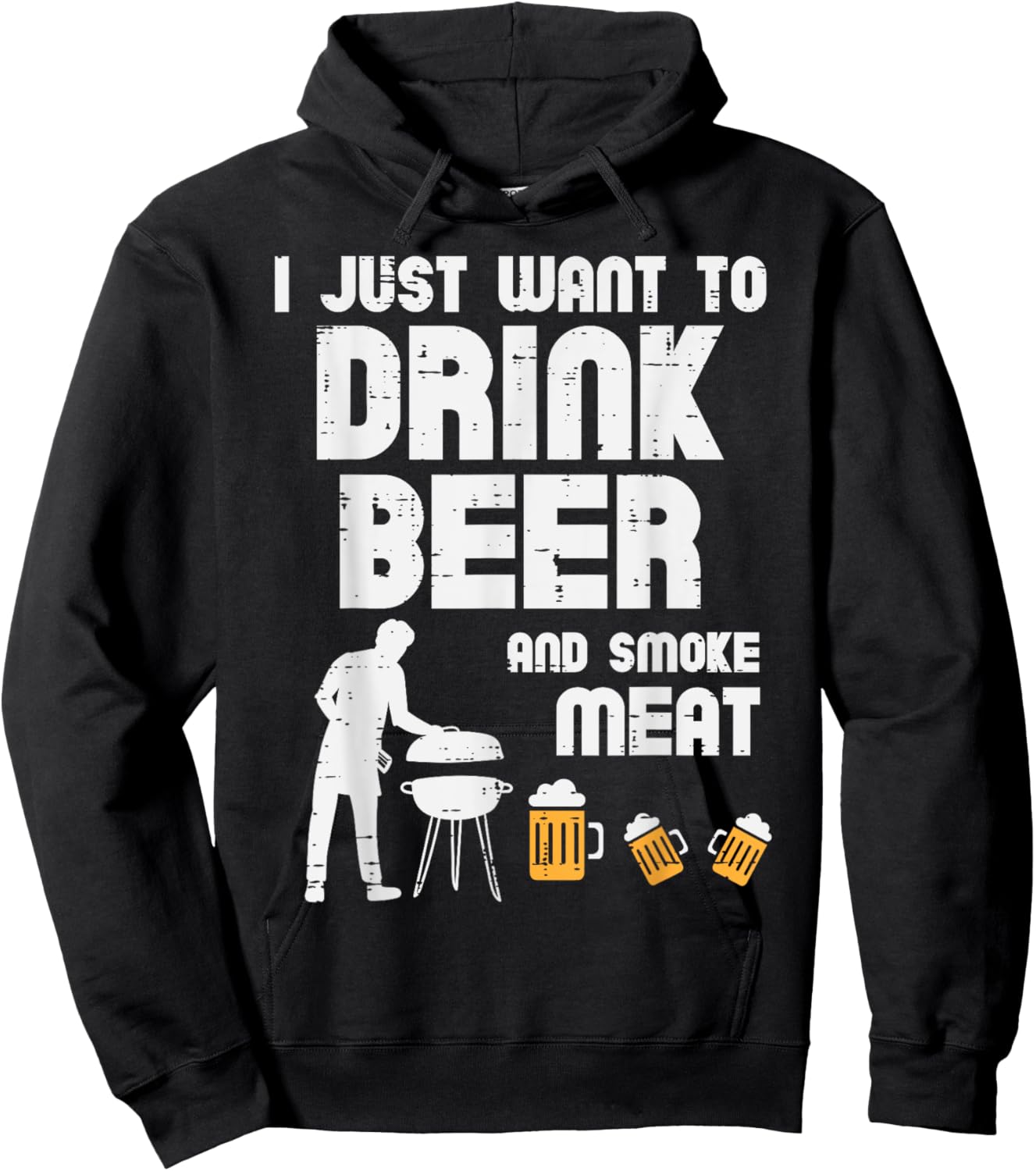 I Just Want To Grill Meat Funny Bbq Barbecue Grill Dad Men Hoodie - Hoodie | Black