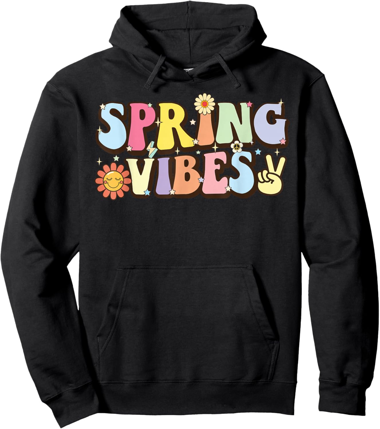 Hello Spring vibes Flowers Bloom Floral First day of Spring Hoodie - Hoodie | Black