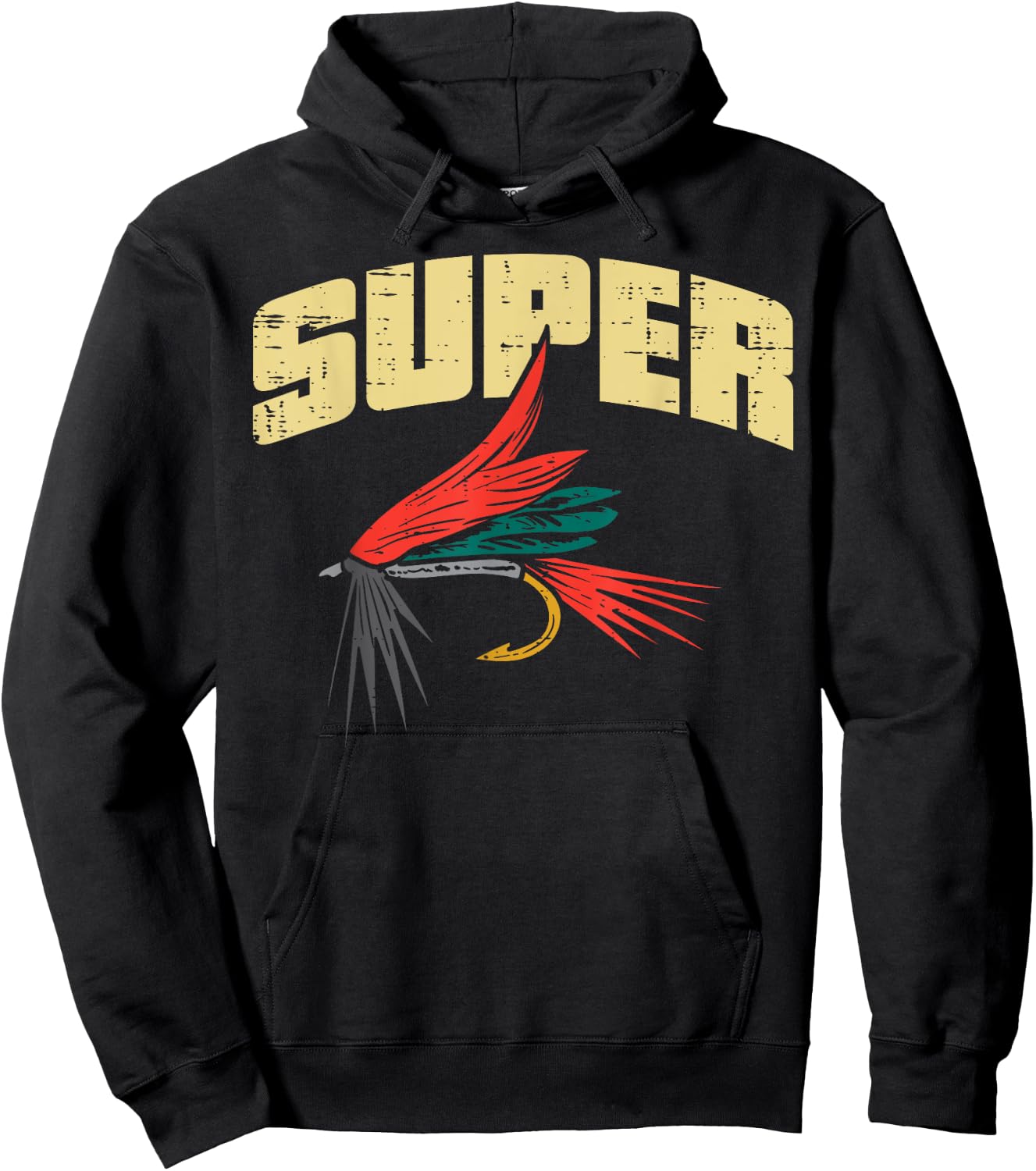 Super Fly Fishing Cool Fish Angler Fisher Fisherman Men Dad Hoodie - Hoodie | Black