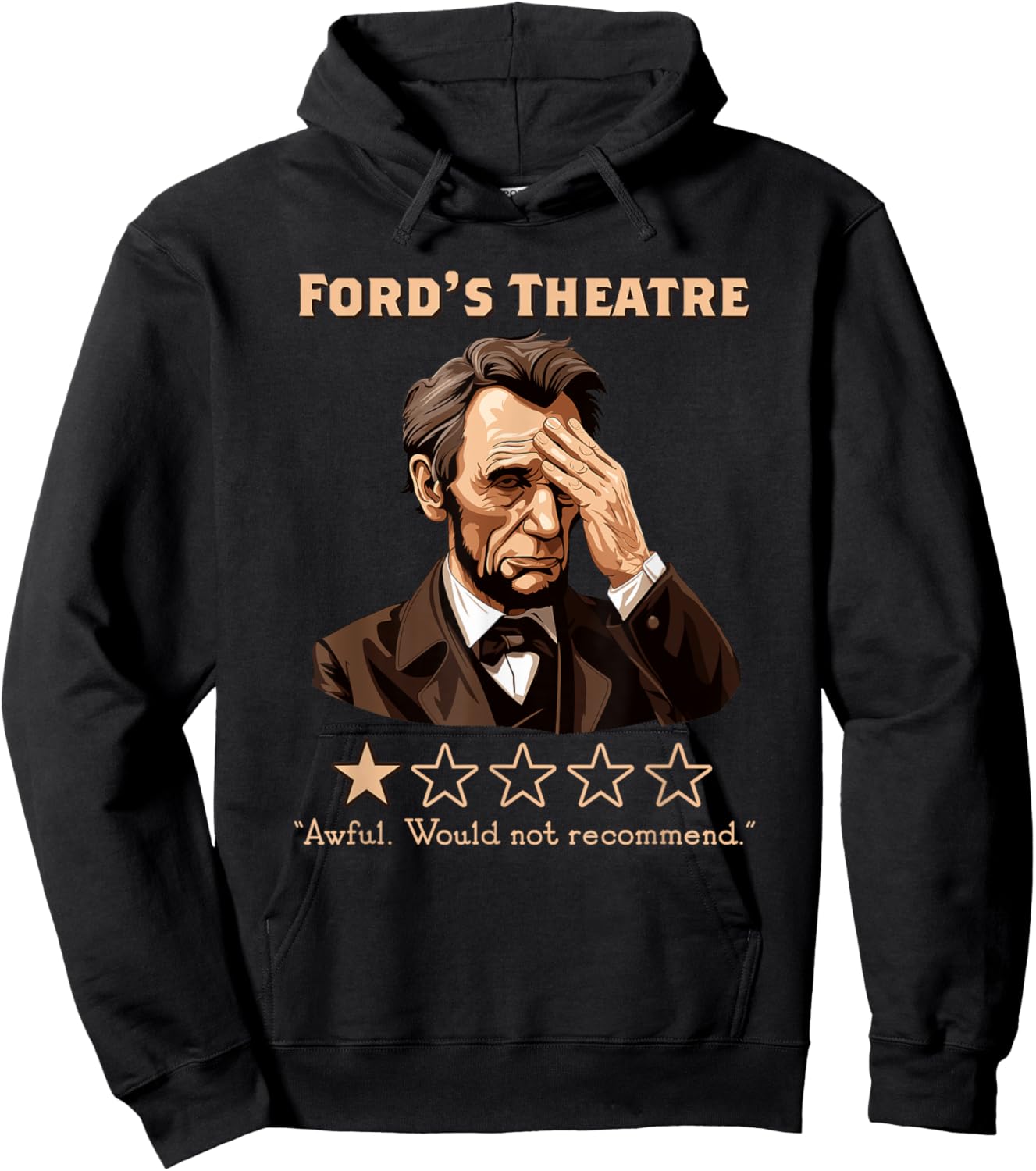 Presto Abraham Lincoln Ford Theater Funny , Men's Grey Classic Fit Short Sleeve , Small Hoodie - Hoodie | Black