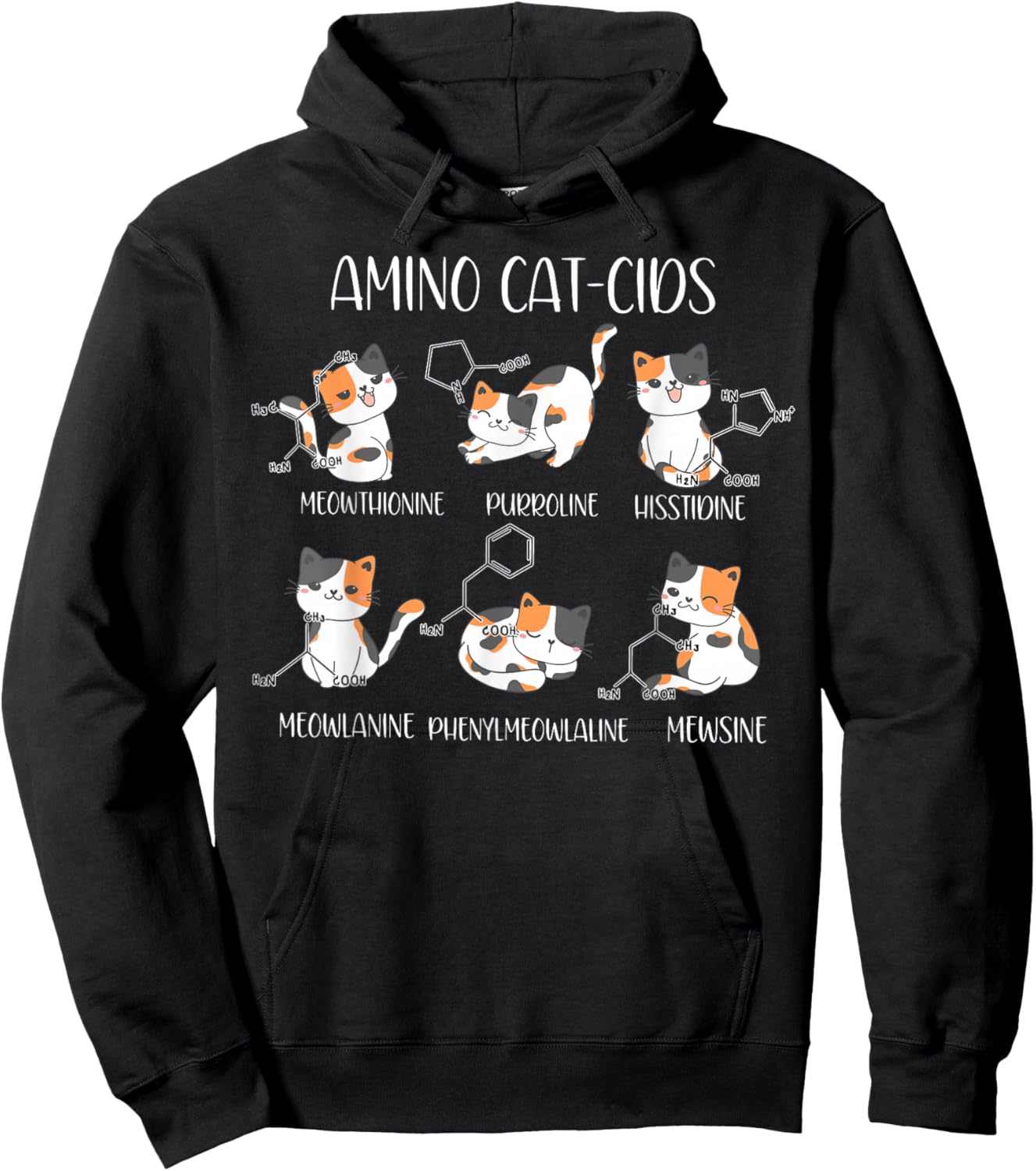 Amino Acid Cats Chemistry Cute Science Teacher Cat Lovers Hoodie - Hoodie | Black