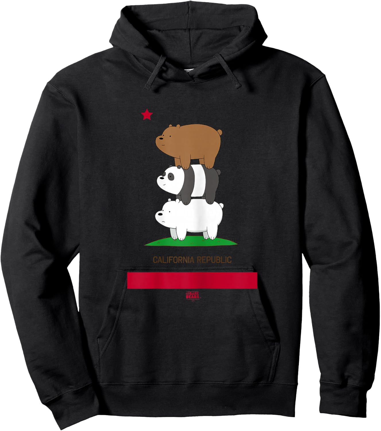 We Bare Bears California Flag Hoodie - Hoodie | Black