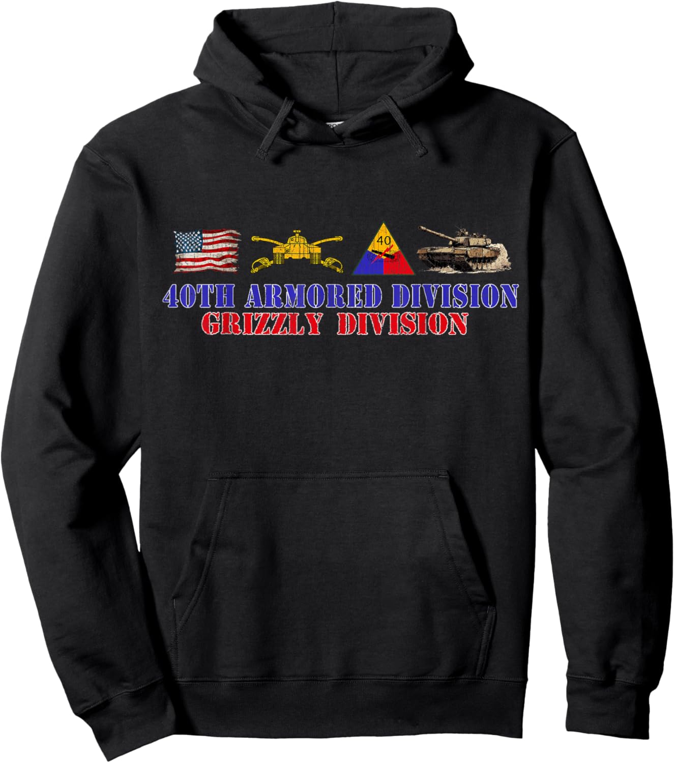 40th Armored Division Grizzly Division Retro Veterans Day Hoodie - Hoodie | Black