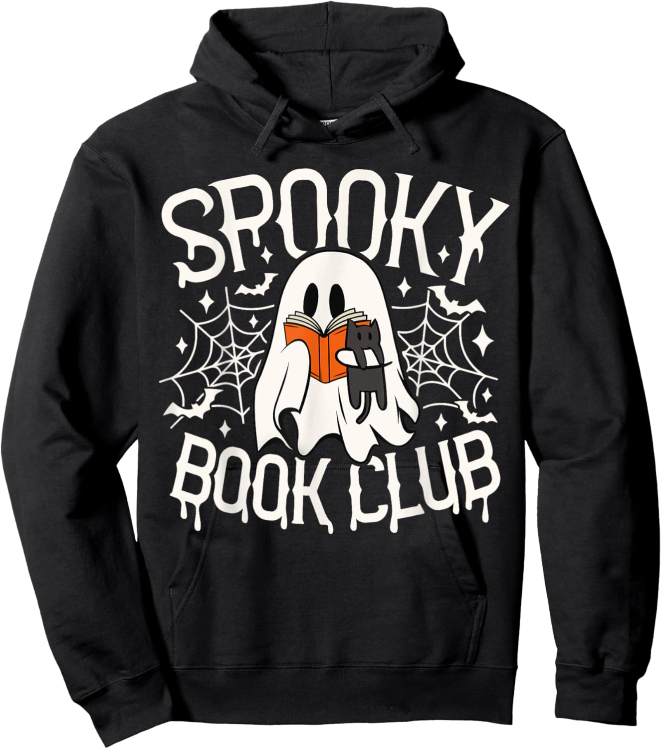 Spooky Book Club Cute Ghost Reading Book Halloween Costume Hoodie - Hoodie | Black
