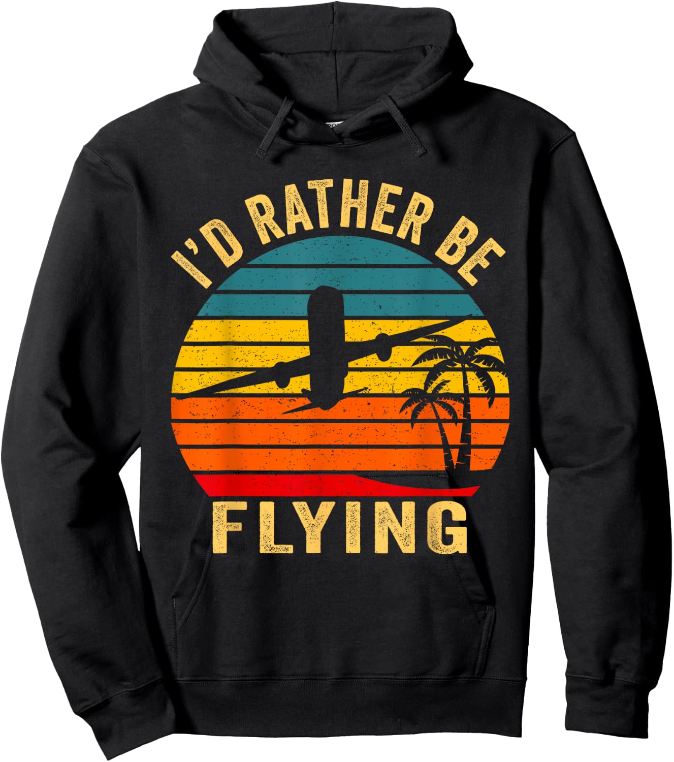 I'd Rather Be Flying Shirt Funny Vintage Airplane Pilot Gift Hoodie - Hoodie | Black