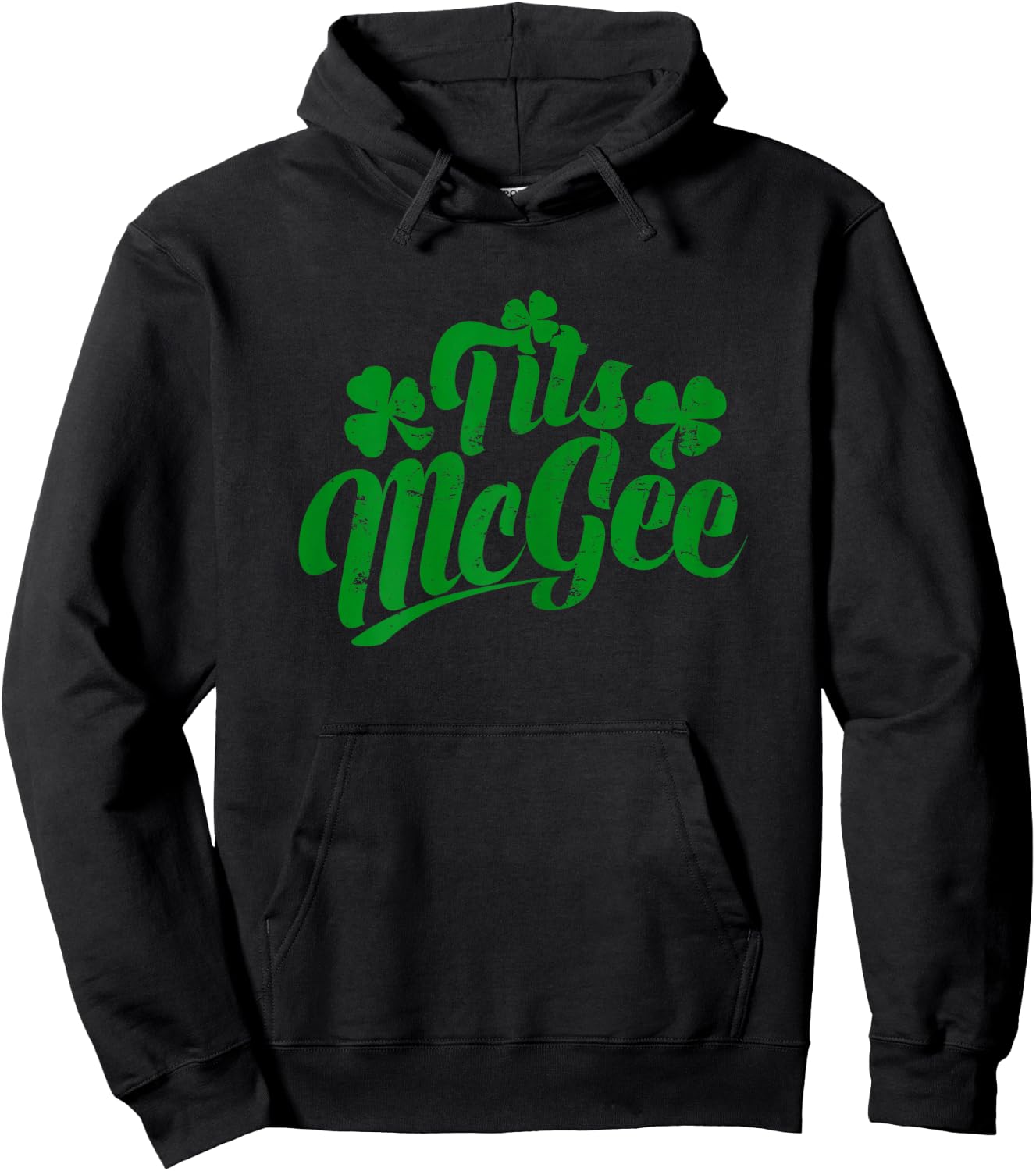 Tits McGee Vintage St. Patrick's Day Funny Shamrocks Retro Hoodie - Hoodie | Black