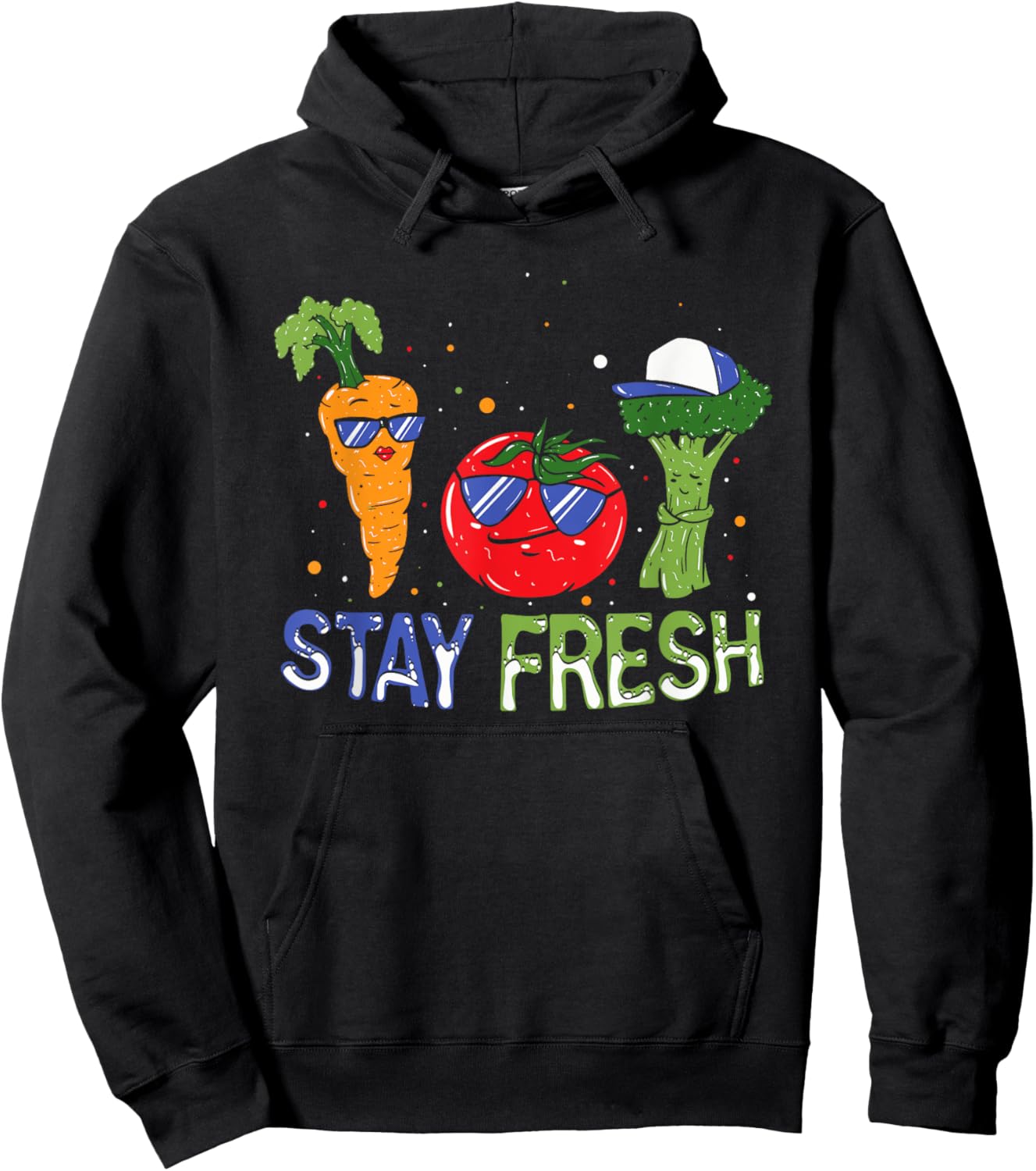 Veggie Squad Vegetables Stay Fresh with Funny Faces Hoodie - Hoodie | Black