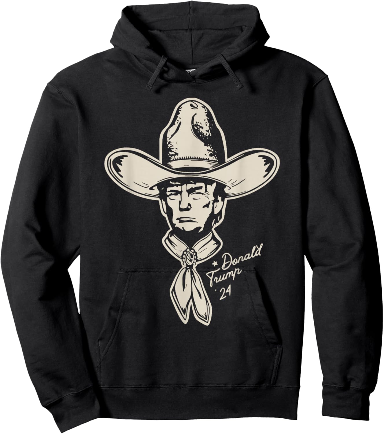 Yeehawin' for Trump 2024 Punchy Western Political Humor Vote Hoodie - Hoodie | Black