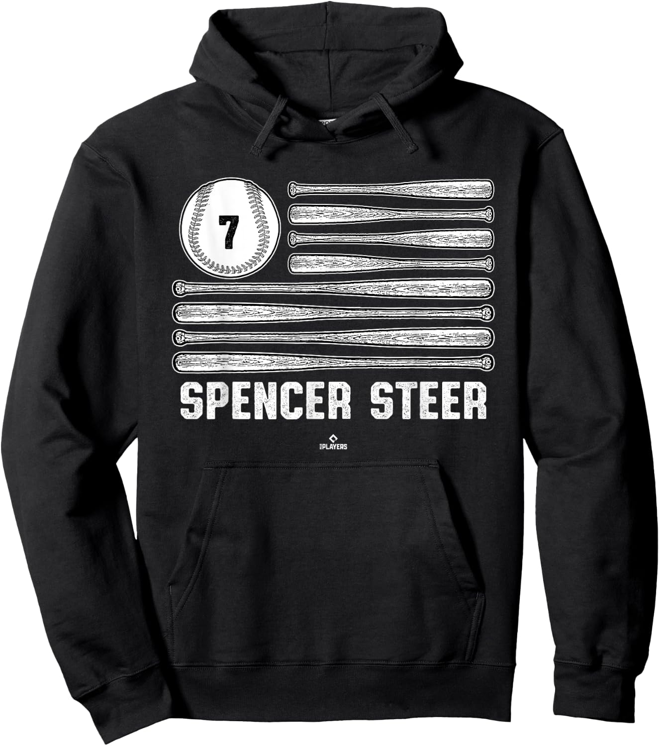 Baseball American Flag Spencer Steer Cincinnati Baseball Hoodie - Hoodie | Black