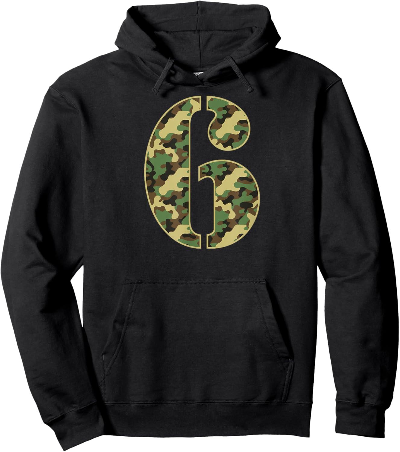 6th Birthday Soldier 6 Year Old Military Themed Camo Hoodie - Hoodie | Black