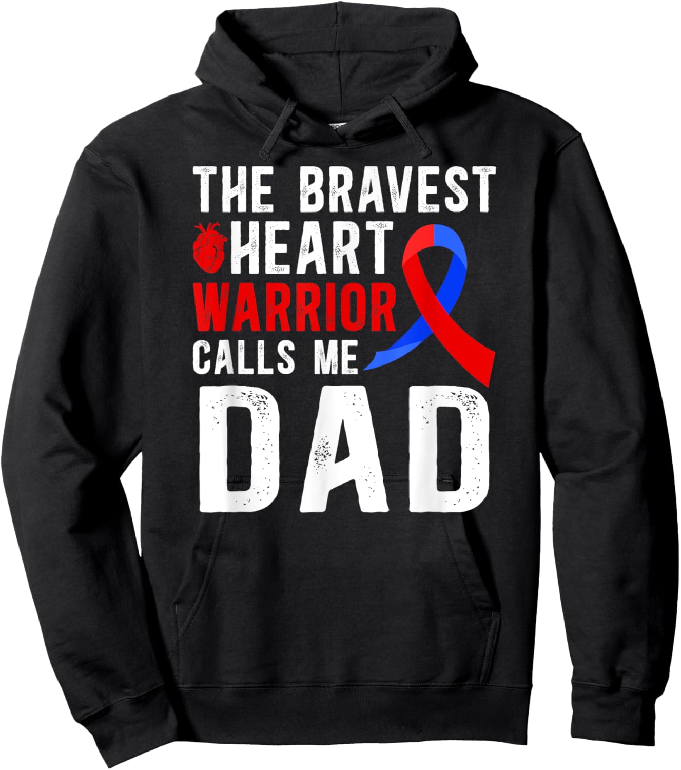 Proud CHD Warrior Dad Congenital Heart Disease Dad Hoodie - Hoodie | Black