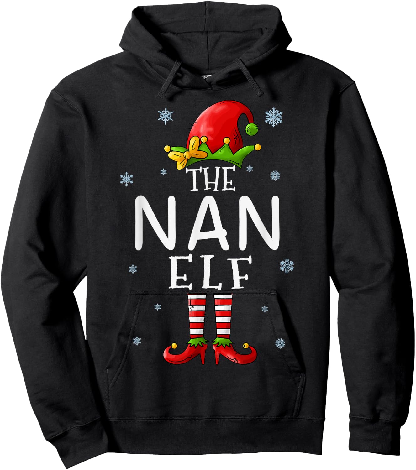 The NAN Elf Funny Grandma Xmas Groupe Matching Christmas Hoodie - Hoodie | Black