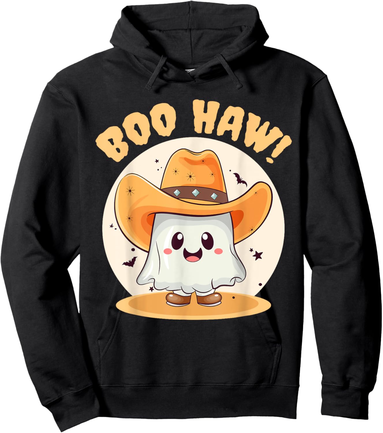 Boo Haw Funny Halloween Western Cowboy Ghost Men Women Kids Hoodie - Hoodie | Black