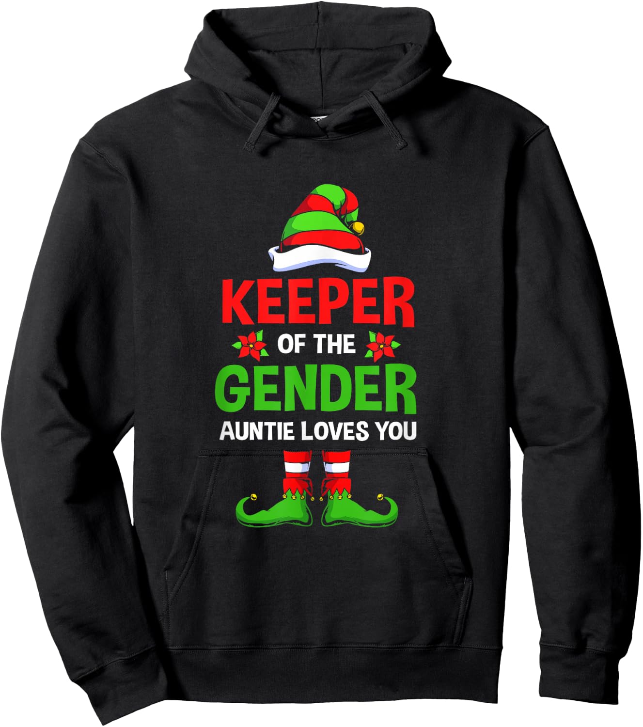 Christmas Gender Reveal Aunt Cute Elf Keeper Of The Gender Hoodie - Hoodie | Black