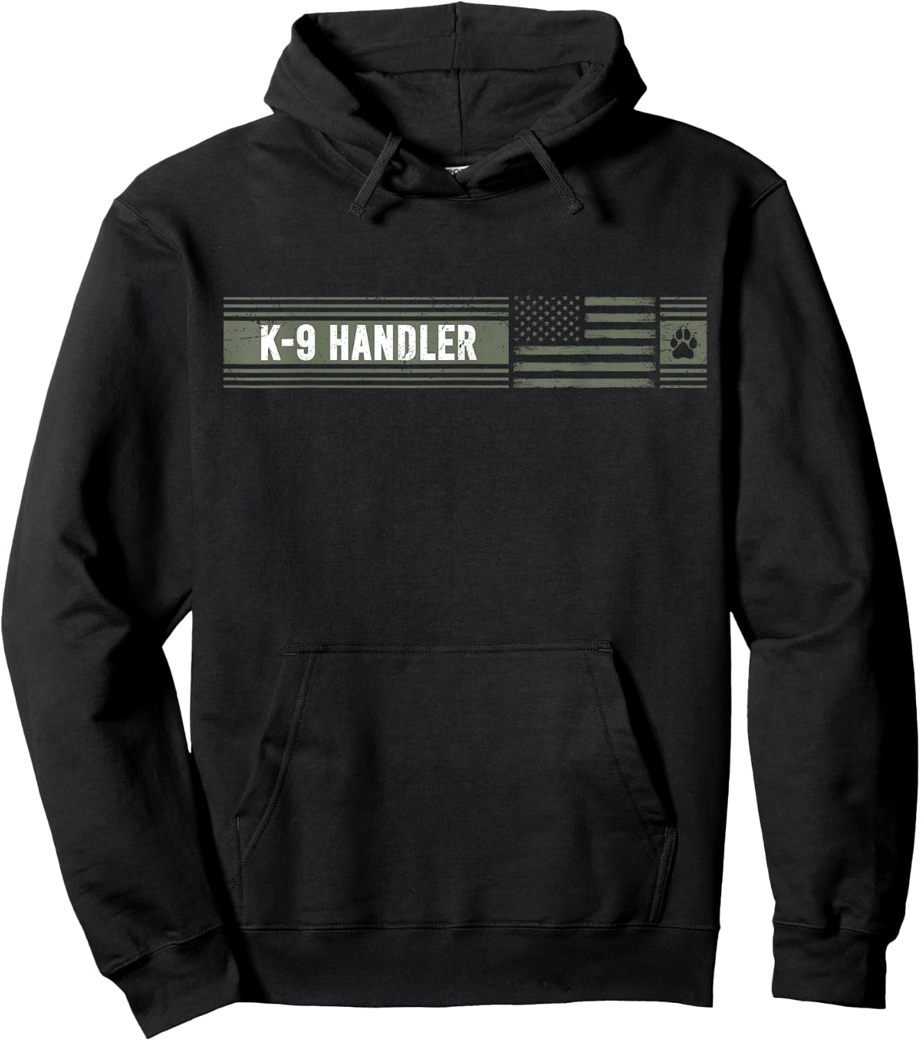 K-9 Handler K9 Unit Gift | Distressed | American Flag Hoodie - Hoodie | Black