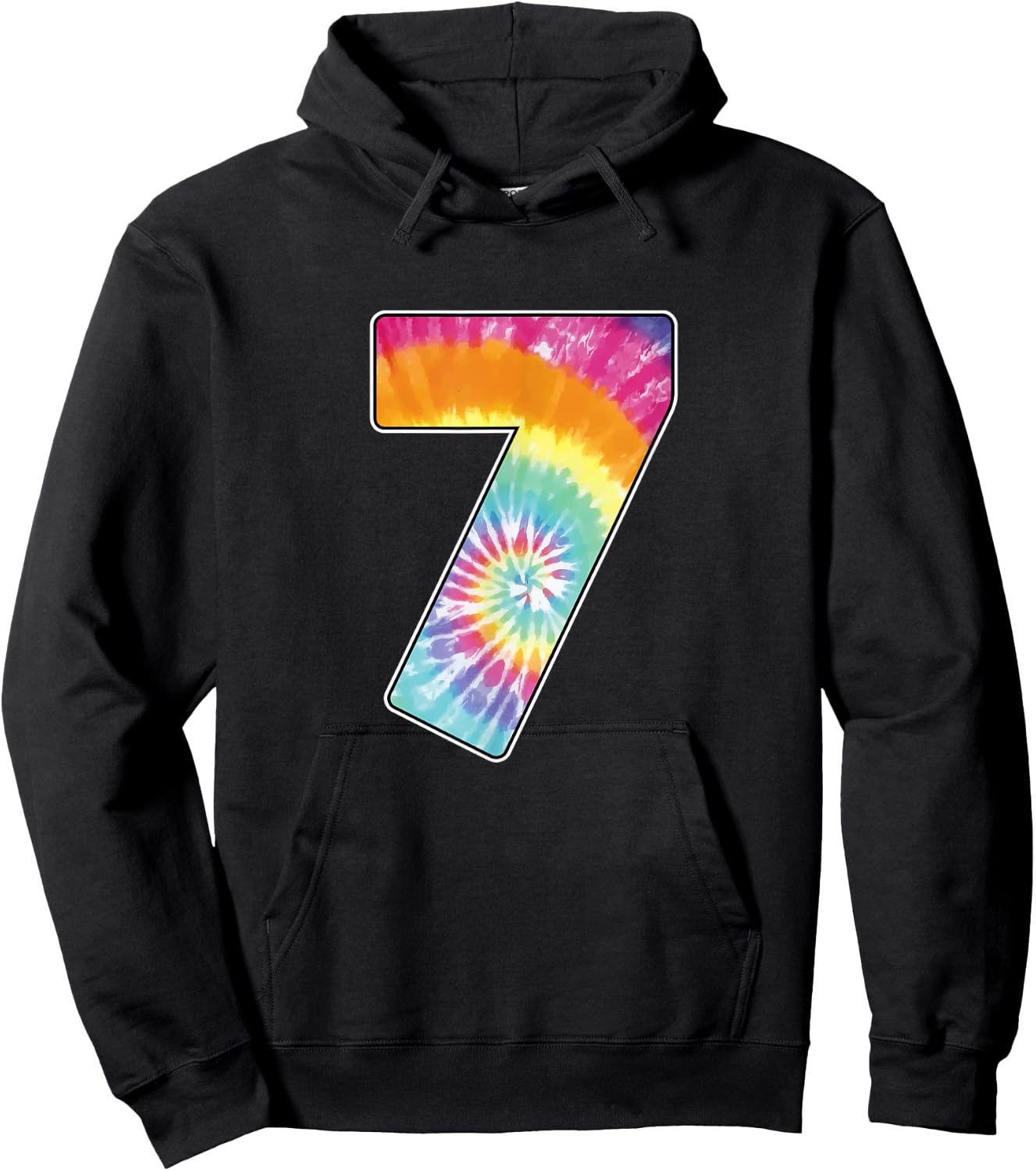 Number 7 Team Event Shirt or Age 7 Birthday Tie Dye Gift Hoodie - Hoodie | Black