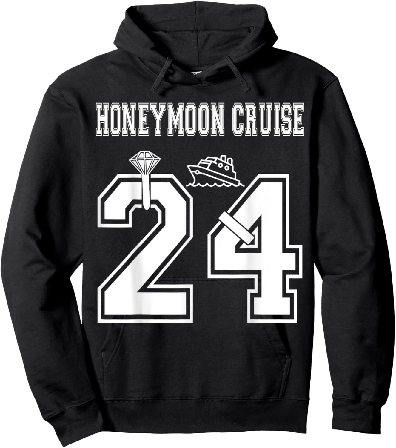 2024 Just Married Honeymoon Cruise Newlyweds Wife Husband Hoodie - Hoodie | Black
