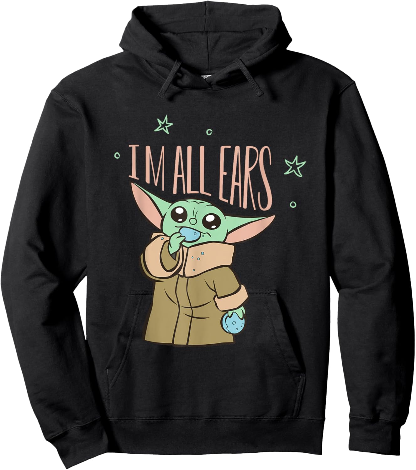 Star Wars The Mandalorian Grogu I’m All Ears Hoodie - Hoodie | Black