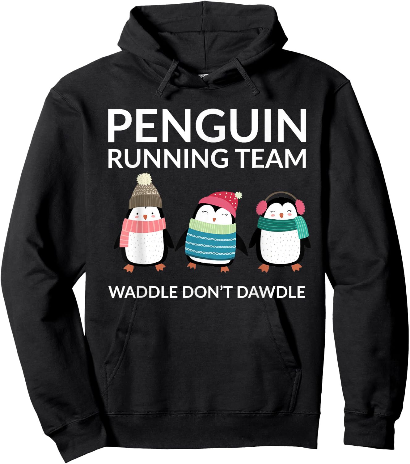 Penguin Running Funny Team Group Waddle Gift Hoodie - Hoodie | Black